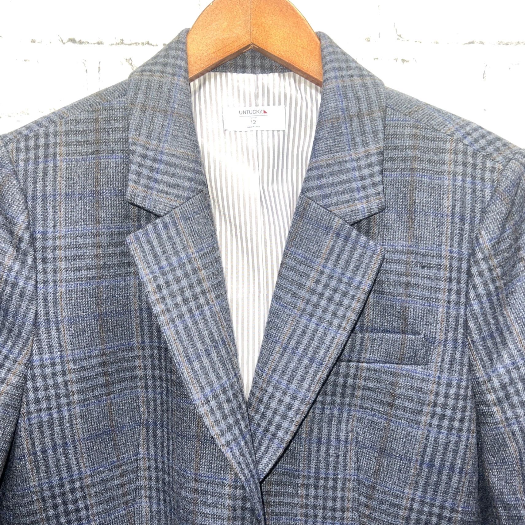 UNTUCKit UNTUCKit Blue Plaid Wool Sport Coat Womens Size 12 Size XL / US 12-14 / IT 48-50 - 2 Thumbnail