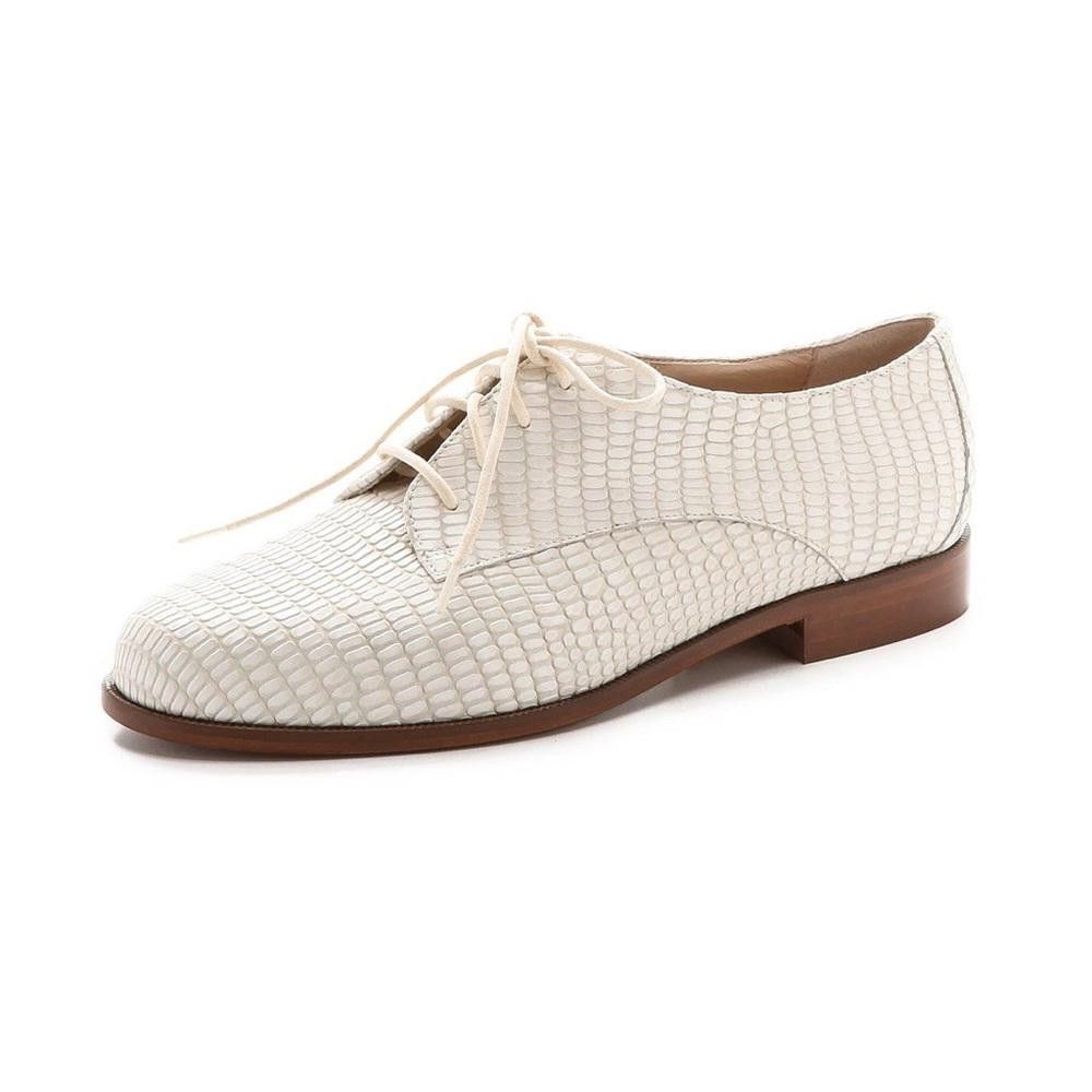 Diane von Furstenberg Diane von Furstenberg Ziggy Oxford White Lizard Loafer 9.5 Size US 9.5 / IT 39.5 - 1 Thumbnail