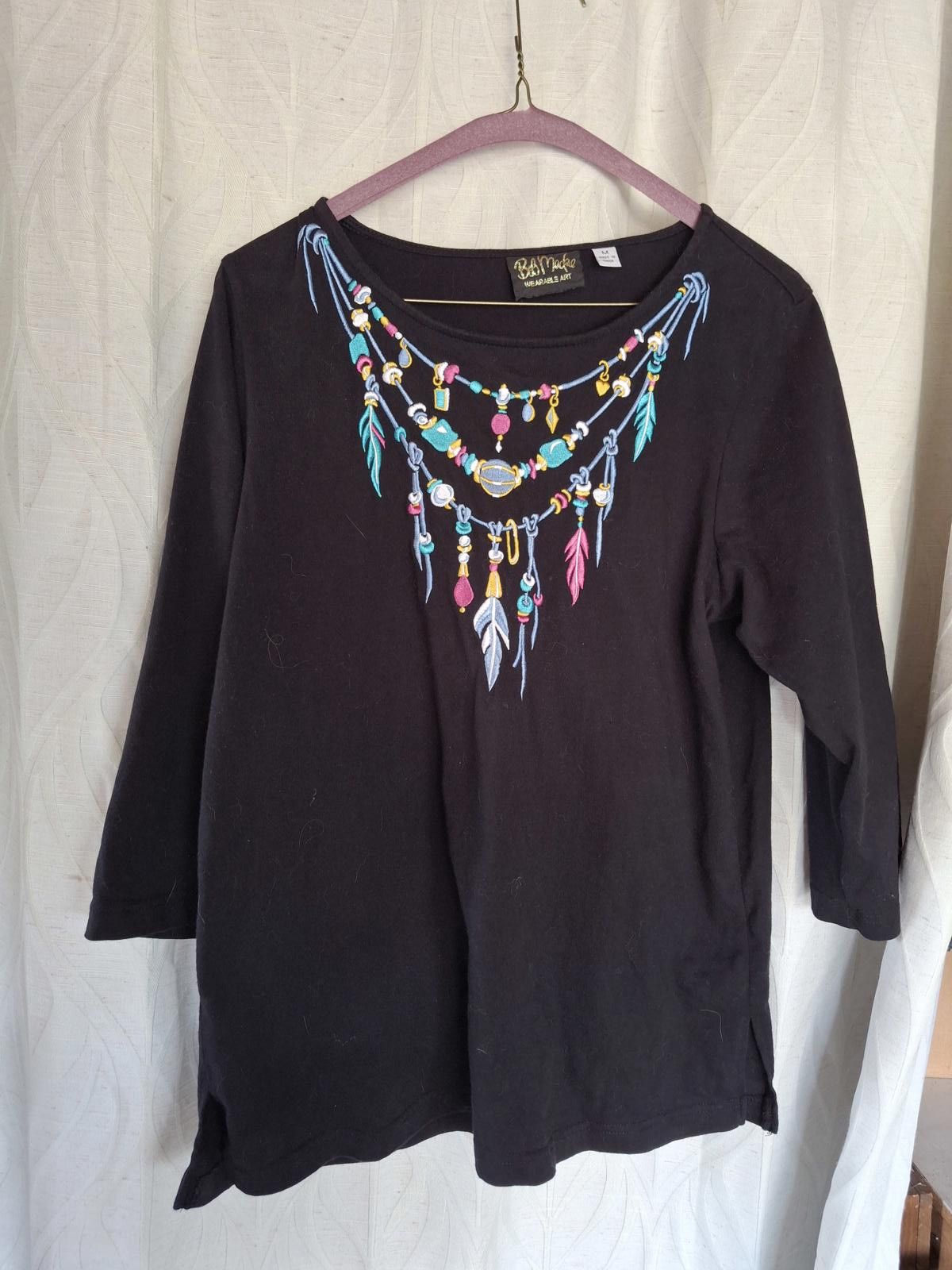 Other Bob Mackie Wearable Art Black Long Sleeve Top Size M / US 6-8 / IT 42-44 - 1 Thumbnail