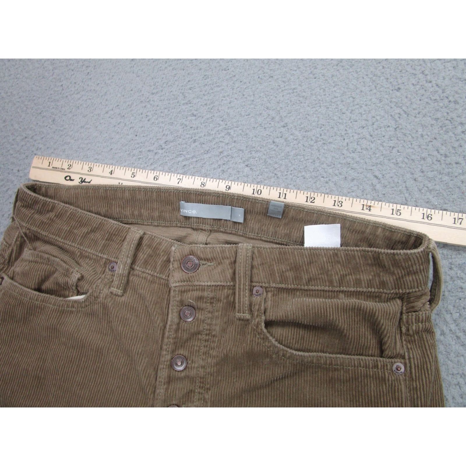 Vince Vince Womens 4 Beige Corduroy Straight Leg Pants Button Fly Casual Pants Size 27" / US 4 / IT 40 - 3 Thumbnail