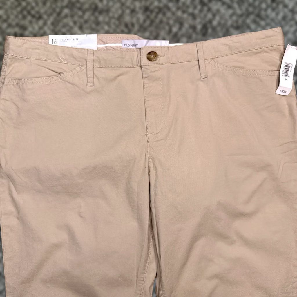 Old Navy Old Navy Capri Pants Womens 16 High Rise Stretch Classic Rise Brown Tan 22.5 Inseam Casual Knit Logo New with Tags Size 38" / US 16 / IT 52 - 1 Thumbnail
