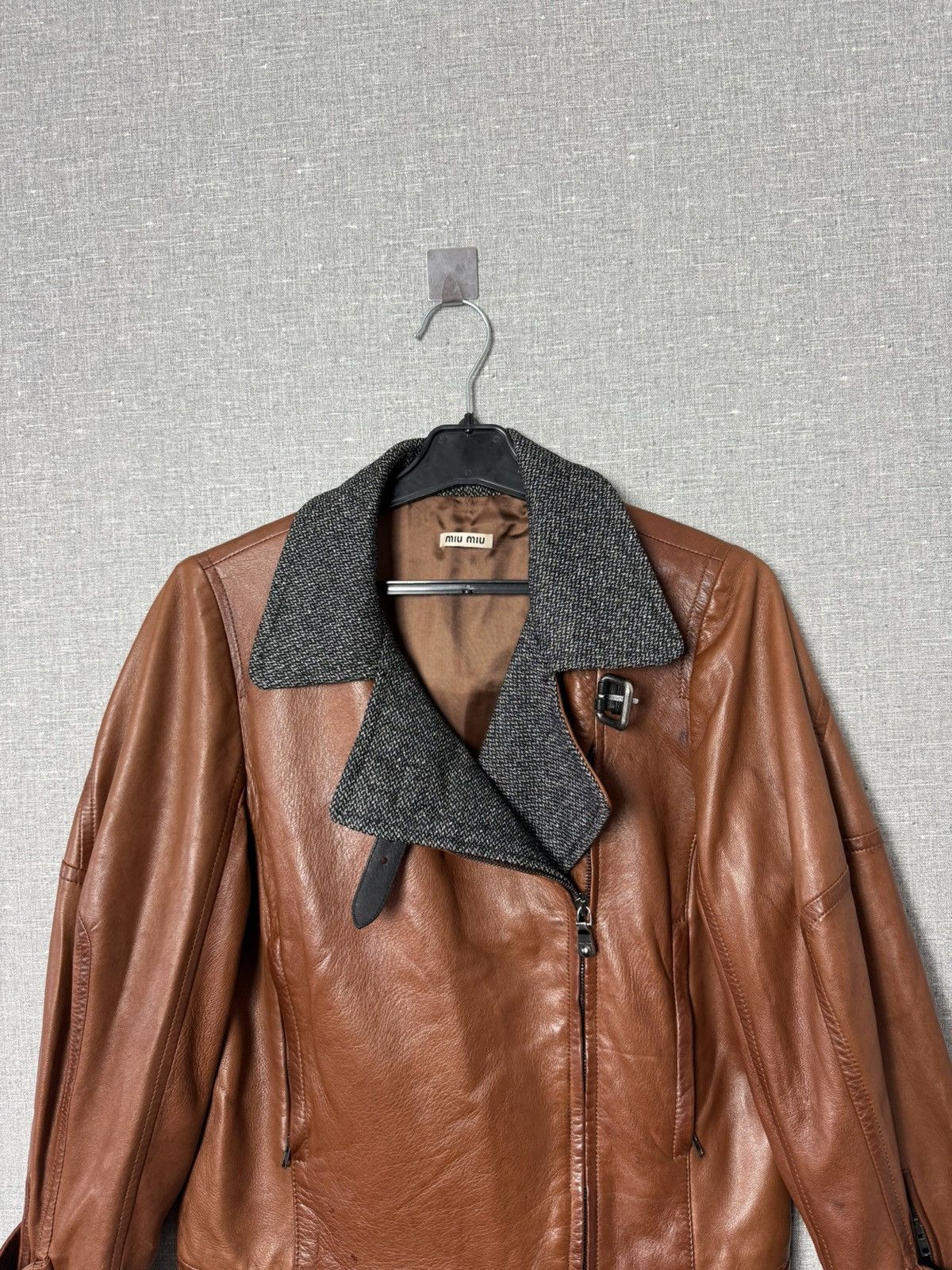 Miu Miu Miu Miu Lambskin Leather Biker Jacket with Buckle Cuffs sz44 Size M / US 6-8 / IT 42-44 - 2 Thumbnail