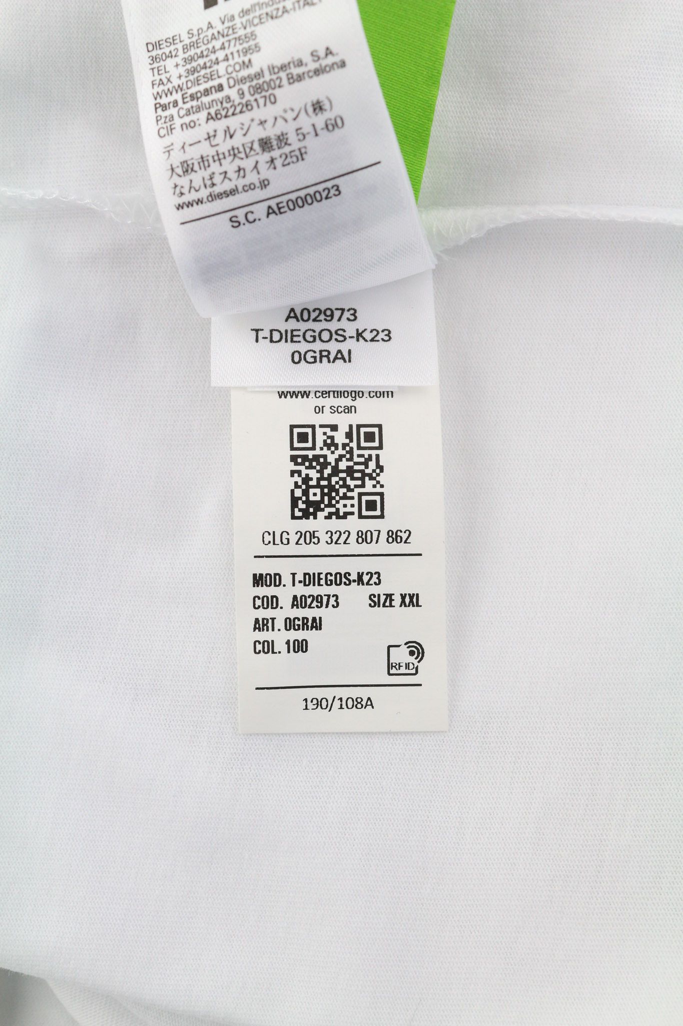 Diesel T-DIEGOS-K23 2XL Short Sleeve Logo Tee 40270 Size US XXL / EU 58 / 5 - 9 Thumbnail