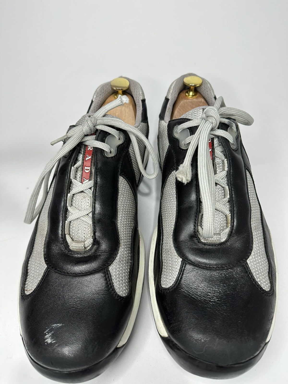 Prada Prada America’s Cup Black Leather And Grey Mesh Sneakers. Size US 11.5 / EU 44-45 - 2 Thumbnail