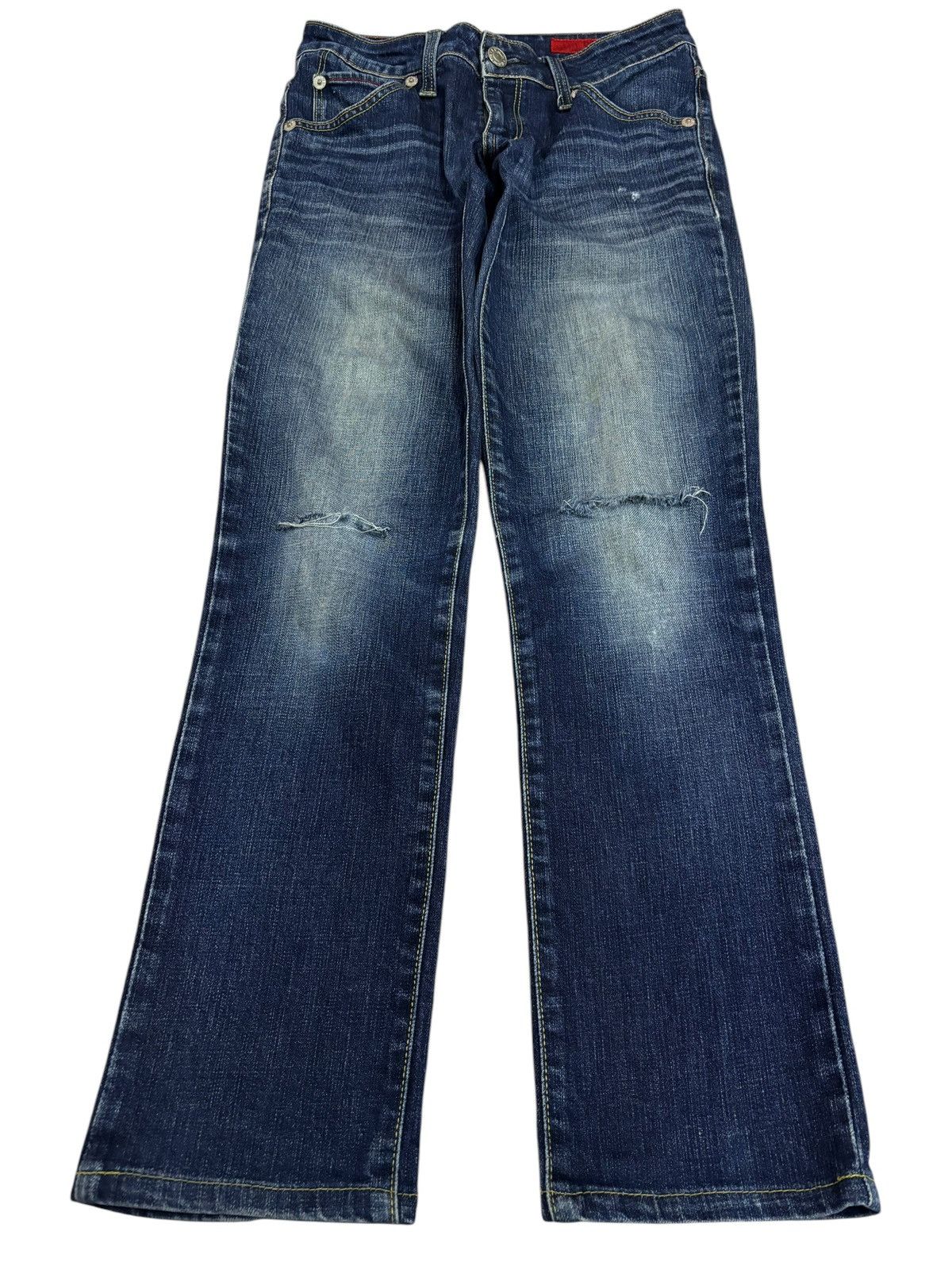 Edwin × Japanese Brand × Vintage Vintage Edwin Blue Trip Distressed Faded Indigo Jeans Size US 28 / EU 44 - 1 Thumbnail