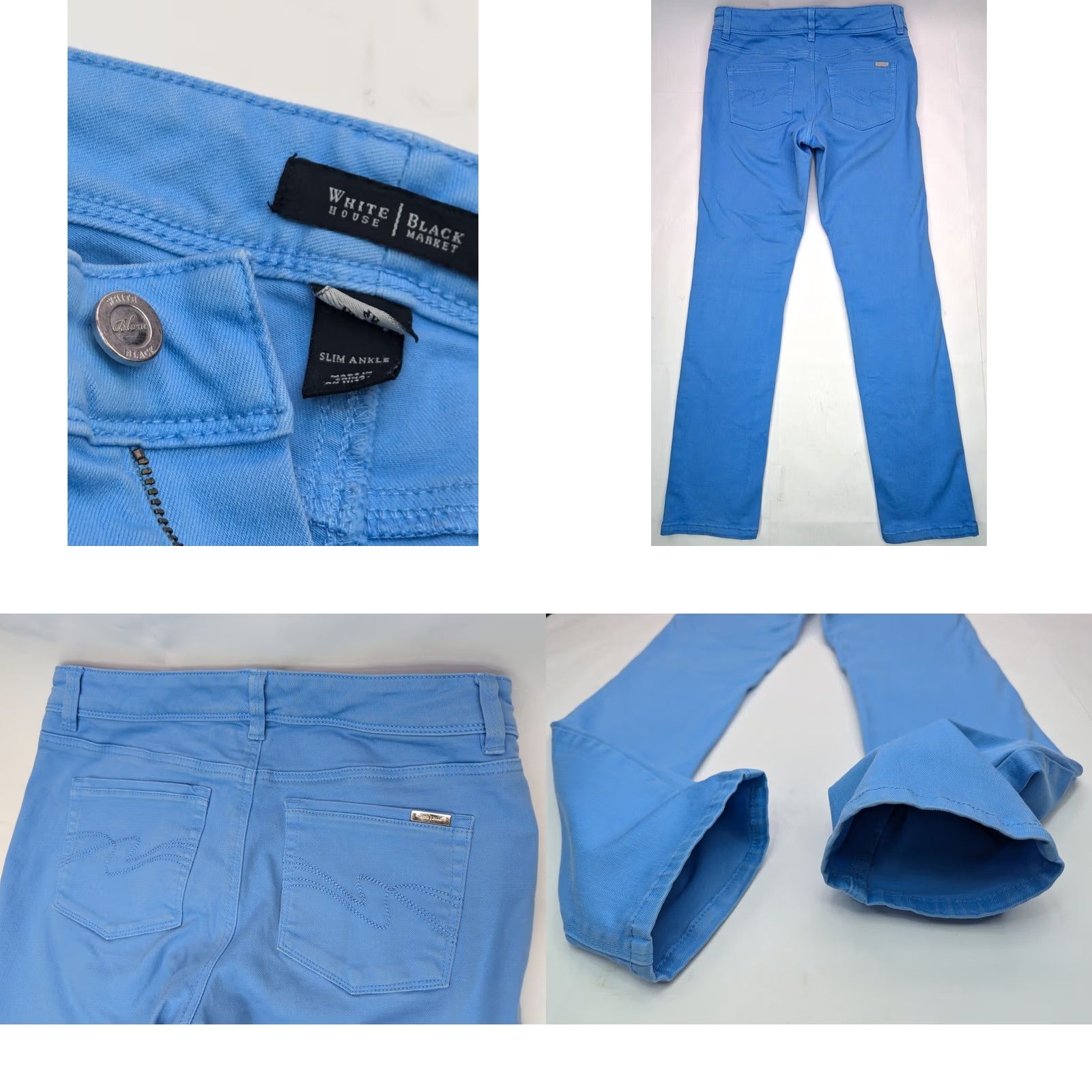 White House Black Market WHITE HOUSE BLACK MARKET BLANC Jeans - Vintage? No. Blue Pastel Denim Ankle Jeans Women 4R 30x29 Slim Stretch 5-Pocket Size 27" / US 4 / IT 40 - 8 Thumbnail