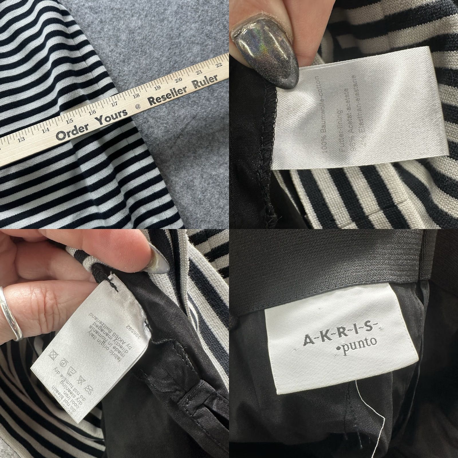 Akris Akris Skirt Women's 8 Black White Stripe Pencil High Waist Knee Length Vintage No Size 30" / US 8 / IT 44 - 9 Thumbnail