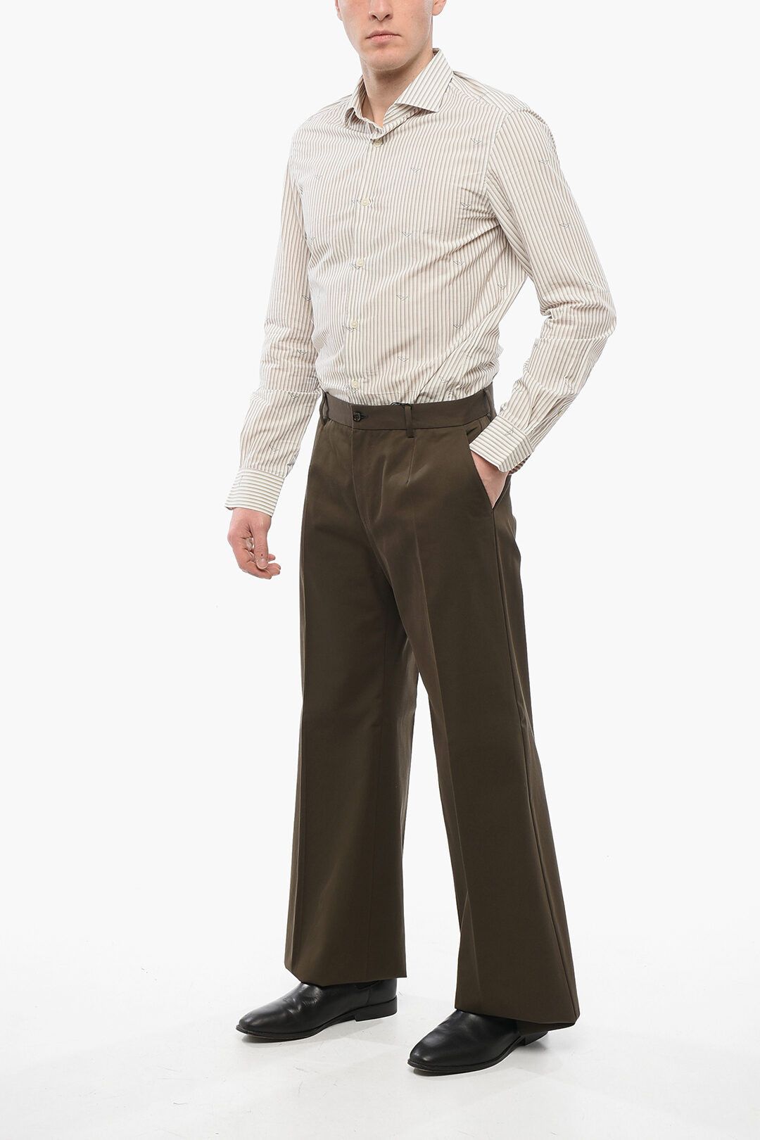 Dolce & Gabbana og1mm0825 Cotton Wide Leg Chinos Pant in Brown Size US 34 / EU 50 - 3 Thumbnail