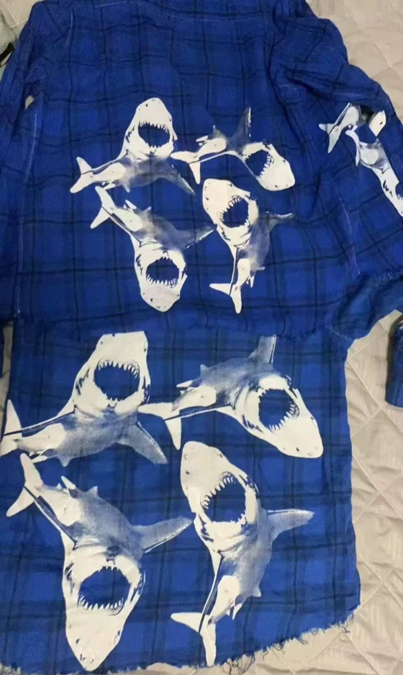 Amiri Amiri 18ss genuine blue shark shirt Size US M / EU 48-50 / 2 - 4 Thumbnail