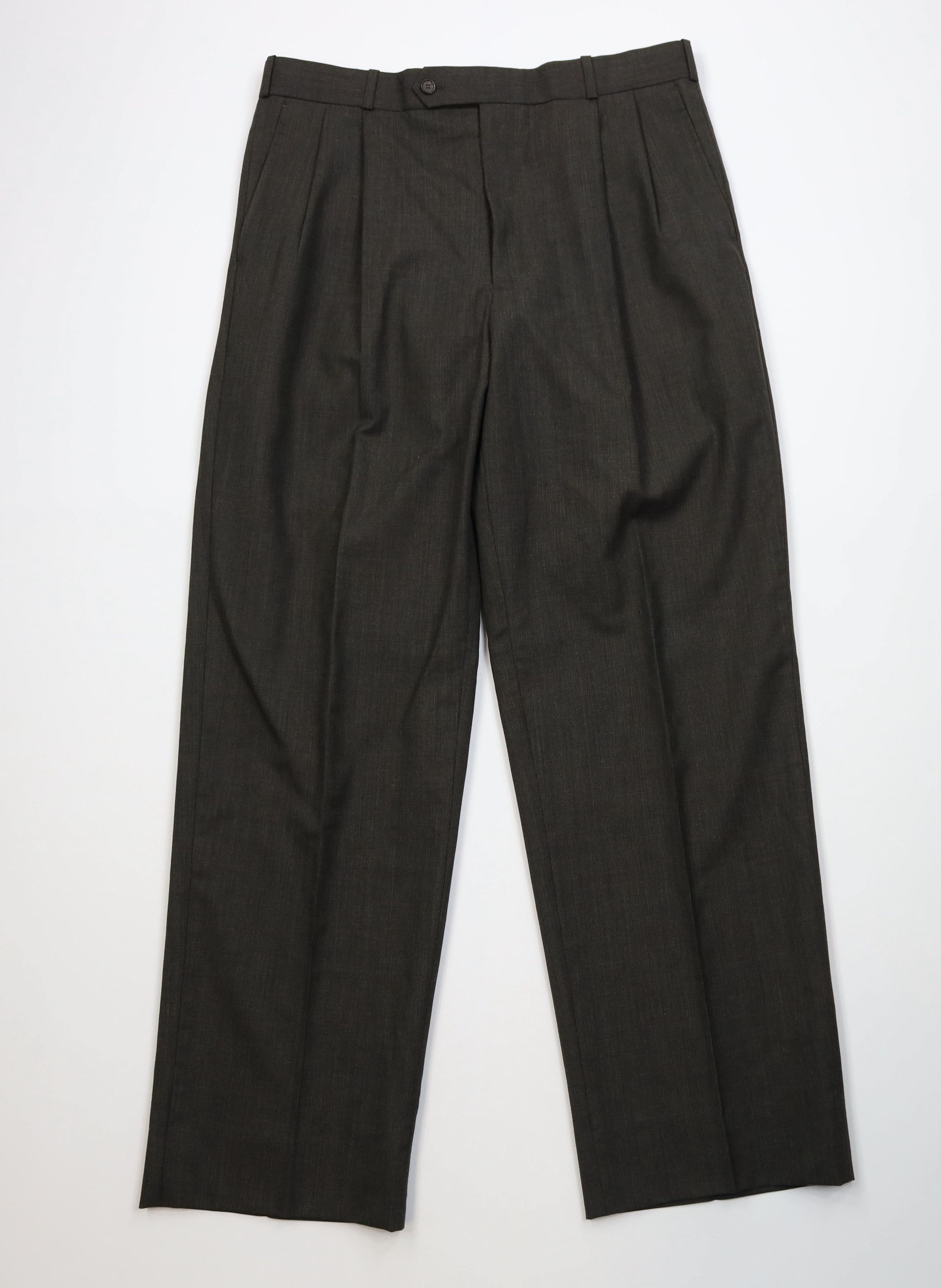 Vintage Vintage 90s Streetwear Wool Knit Wide Leg Chino Pants Green Size US 34 / EU 50 - 1 Thumbnail