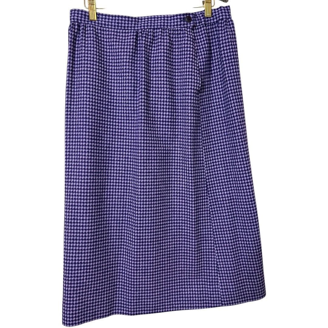 Pendleton Vintage Pendleton Purple Houndstooth Wool Skirt - Women's Si Size 34" / US 12 / IT 48 - 1 Thumbnail