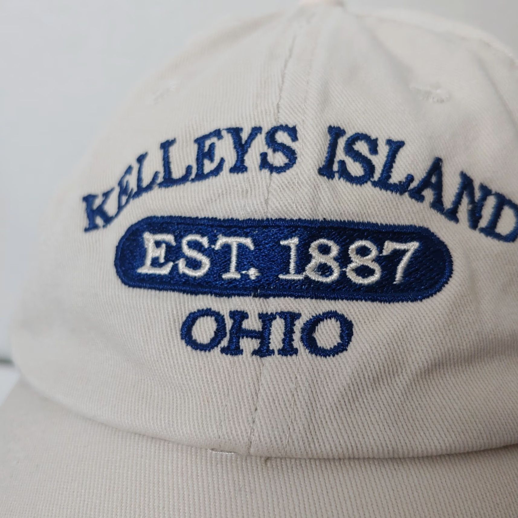 Vintage Royal Resortwear Kelleys Island Cap Hat Tan Canvas Embroidered Lake Erie Ohio Strap Back Boating Adjustable Men Size ONE SIZE - 2 Thumbnail