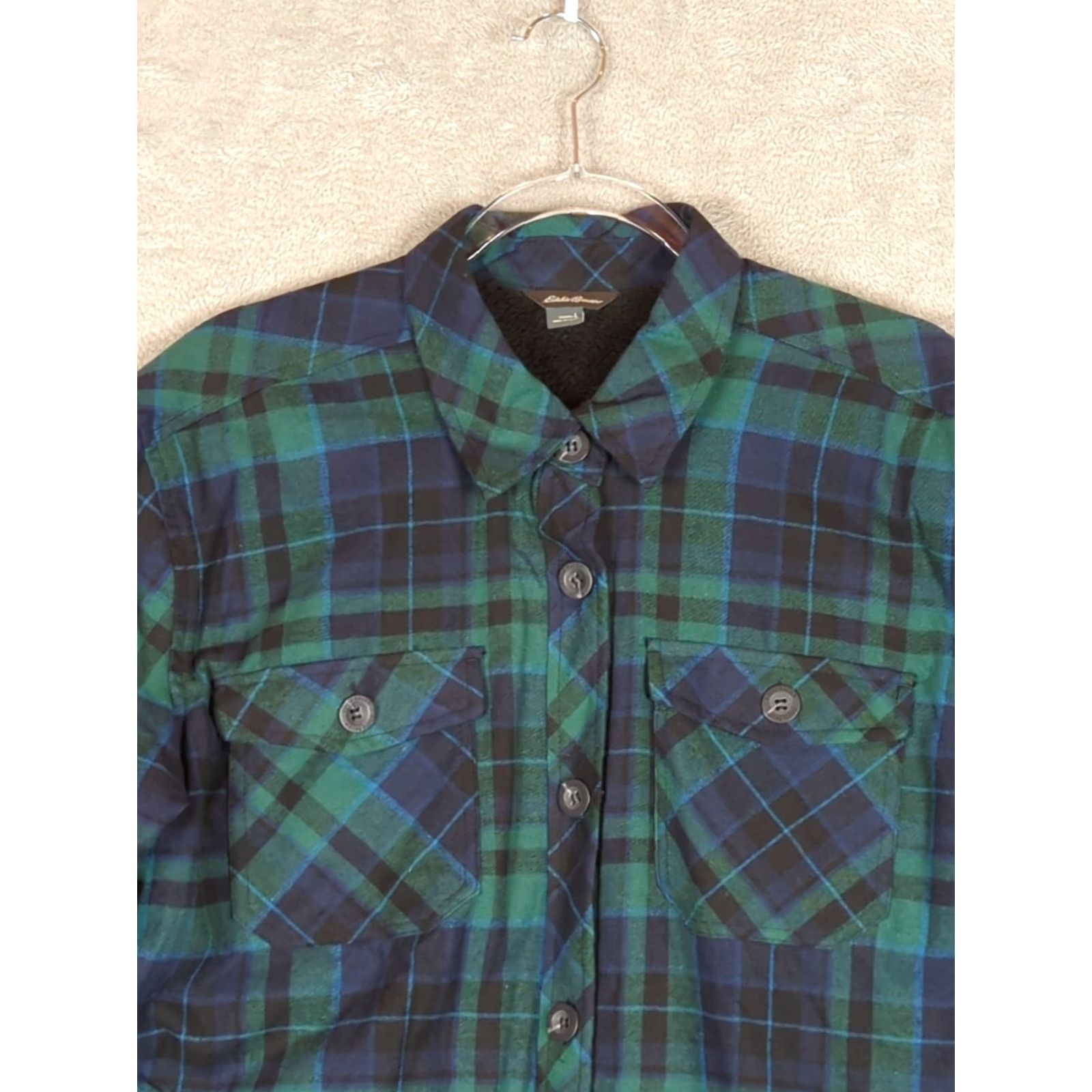 Eddie Bauer Eddie Bauer Flannel Shirt Jacket Womens L Blue Fleece Lined Long Sleeve shacket Size L / US 10 / IT 46 - 3 Thumbnail