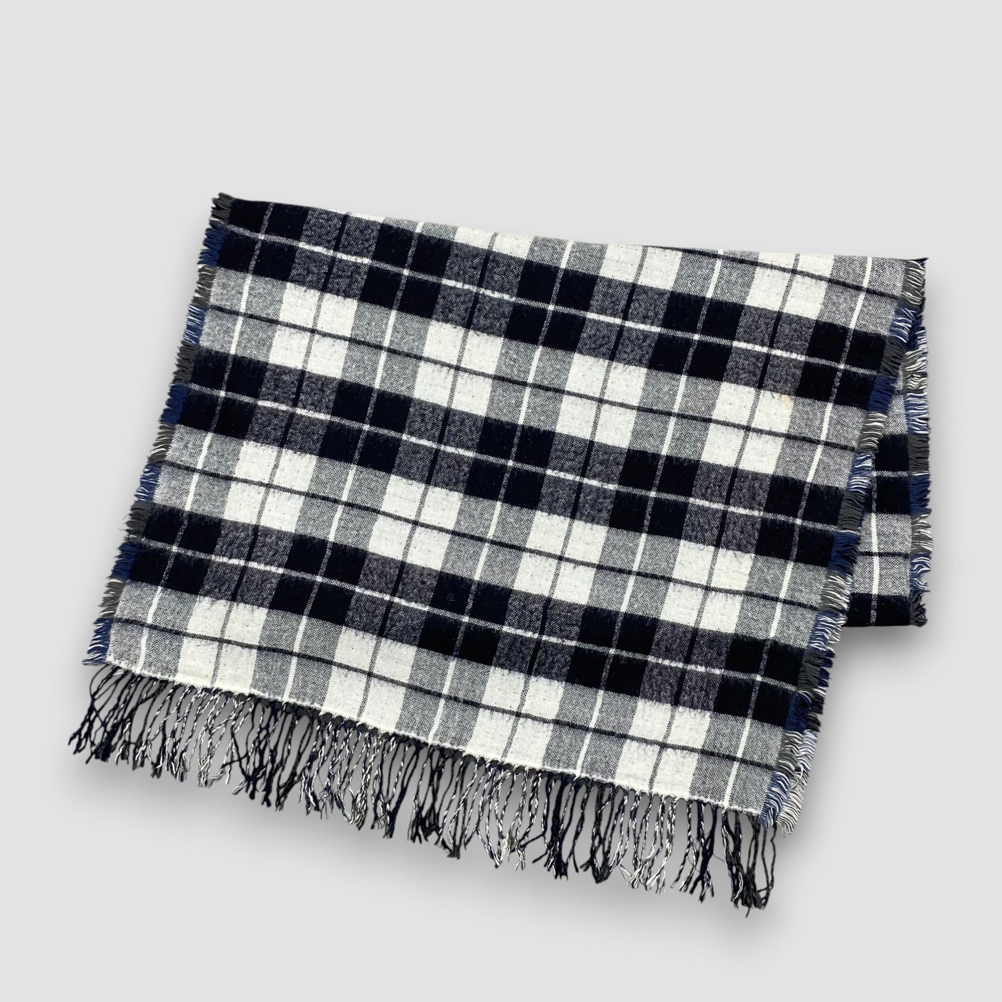 Japanese Brand Vintage PPFM Peyton Place Scarf Muffler Plaid Wool Scarves Size ONE SIZE - 4 Thumbnail