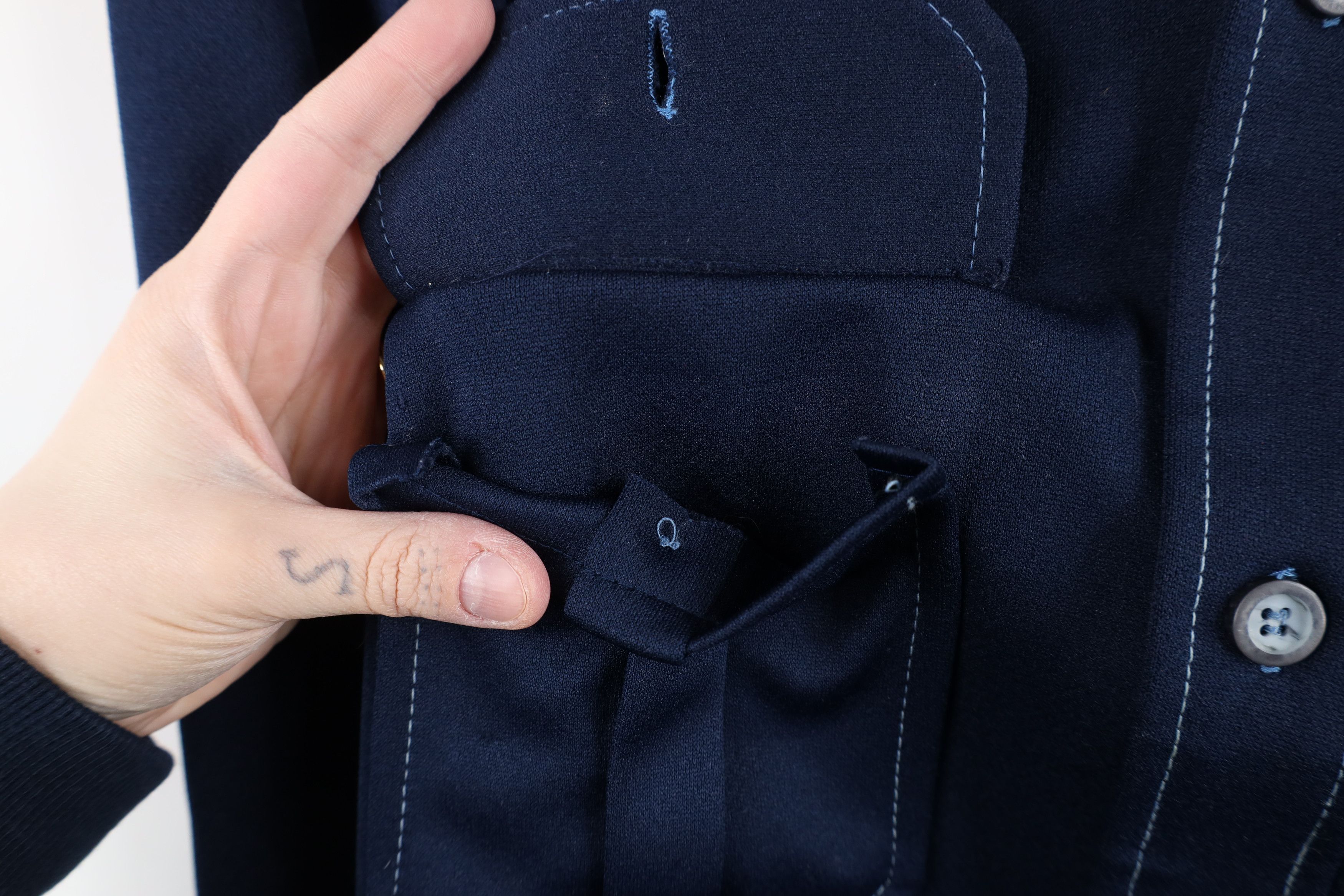 Vintage × Wrangler Vintage 70s Wrangler Knit Button Shirt Jacket Blue USA Size US XL / EU 56 / 4 - 8 Thumbnail