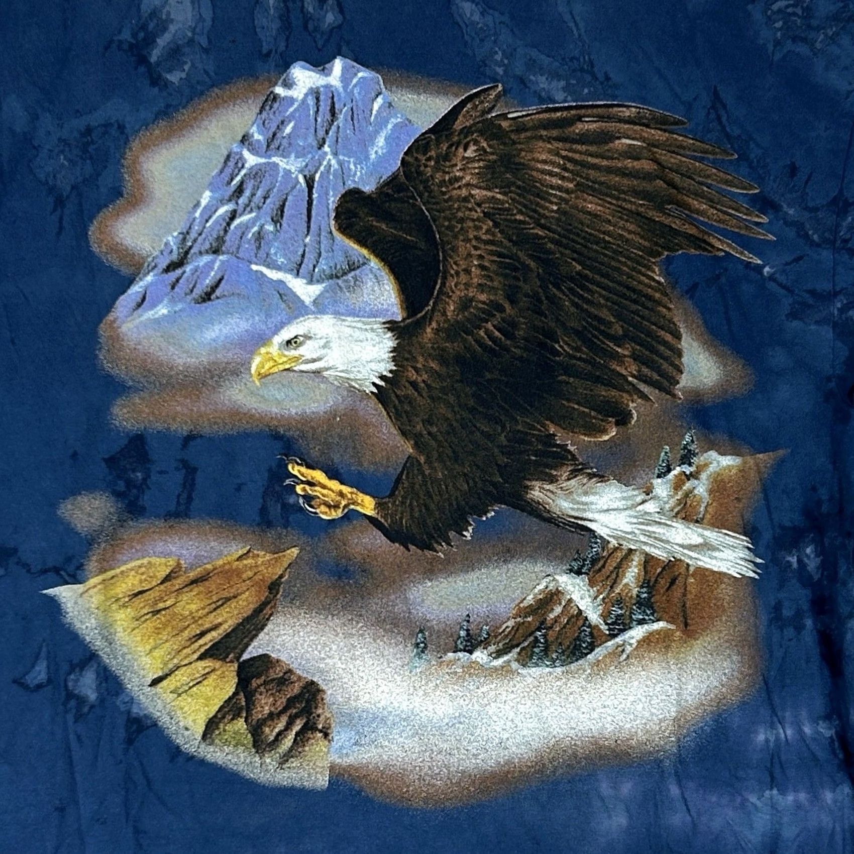 Vintage VINTAGE Blue Tie Dye T-Shirt Mens Large Bald Eagle Graphic Print America Short Sleeve Crew Neck 90s Wool? (Removed) Size US L / EU 52-54 / 3 - 2 Thumbnail