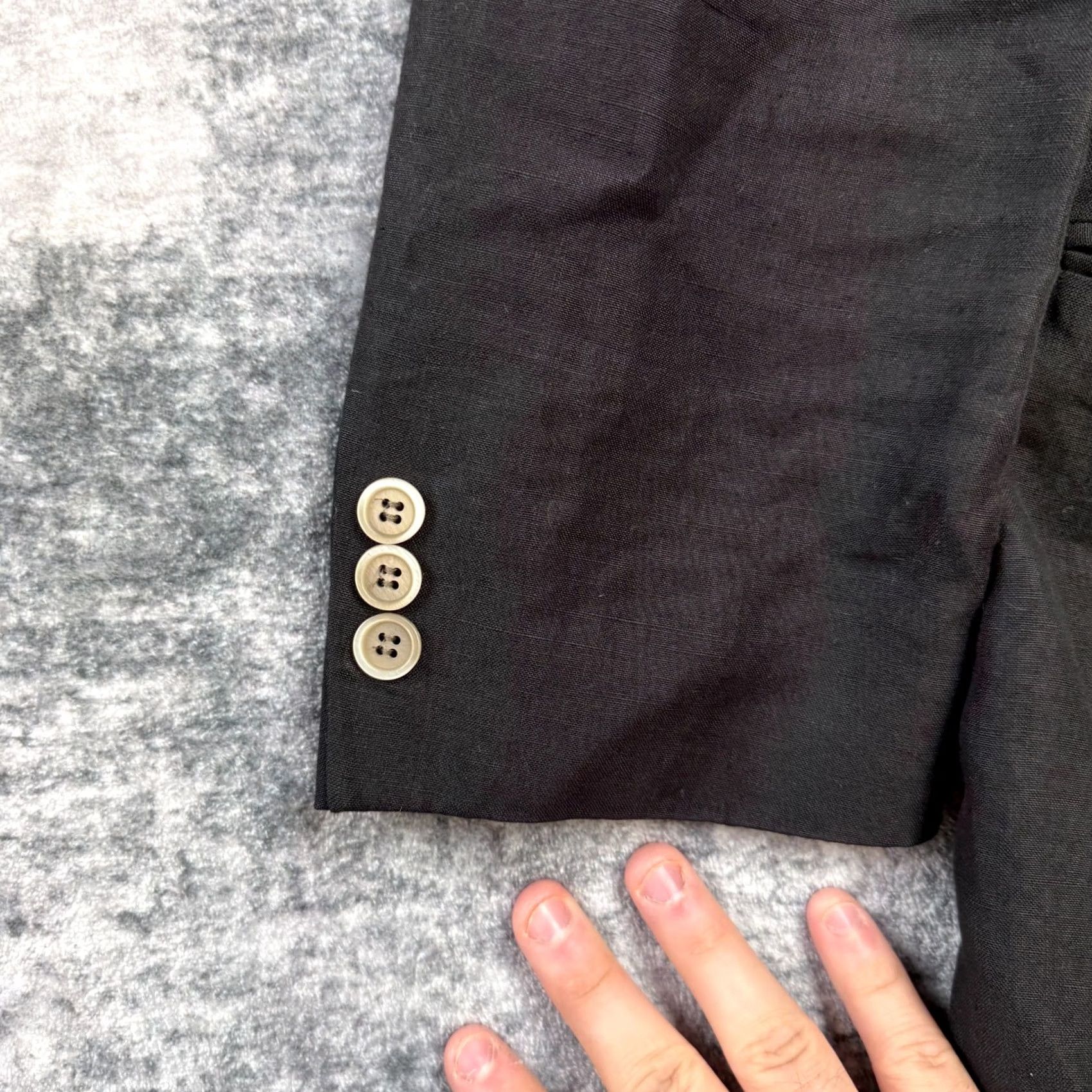 Chaps VTG Chaps Ralph Lauren Blazer Jacket 42L Black Linen Four Button Sport Coat Mens Size 42R - 6 Thumbnail
