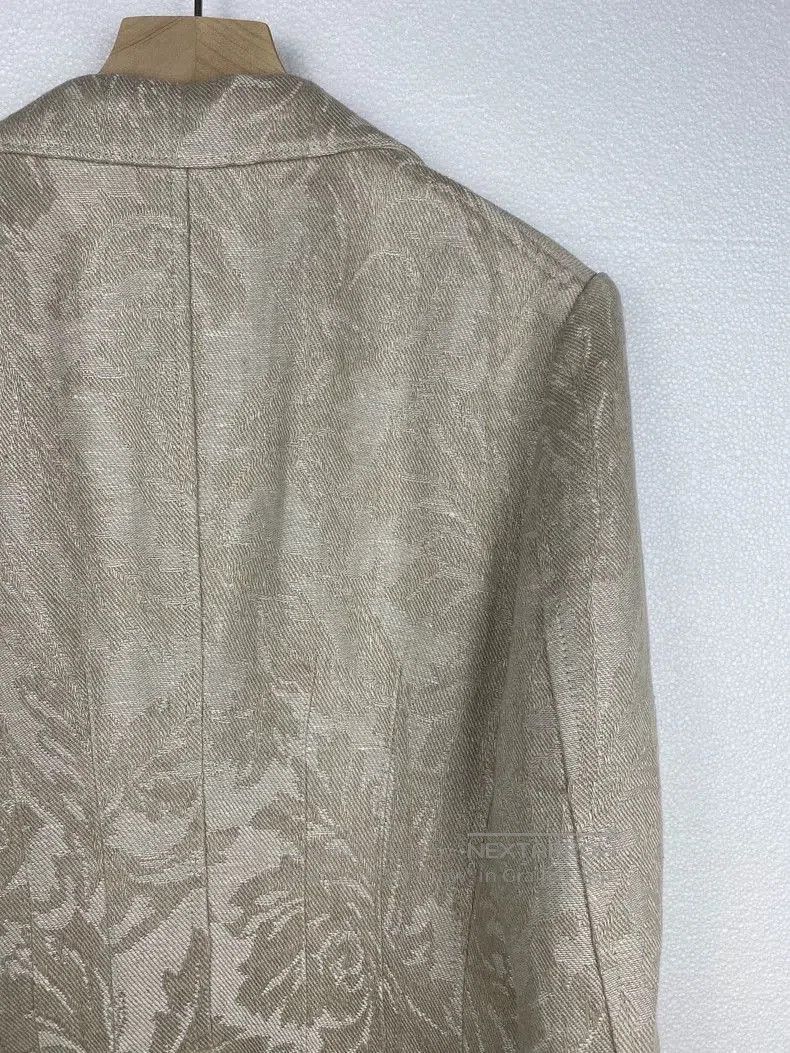 Junya Watanabe Junya Watanabe Cream Jacquard Linen Blazer. Size US XS / EU 42 / 0 - 6 Thumbnail