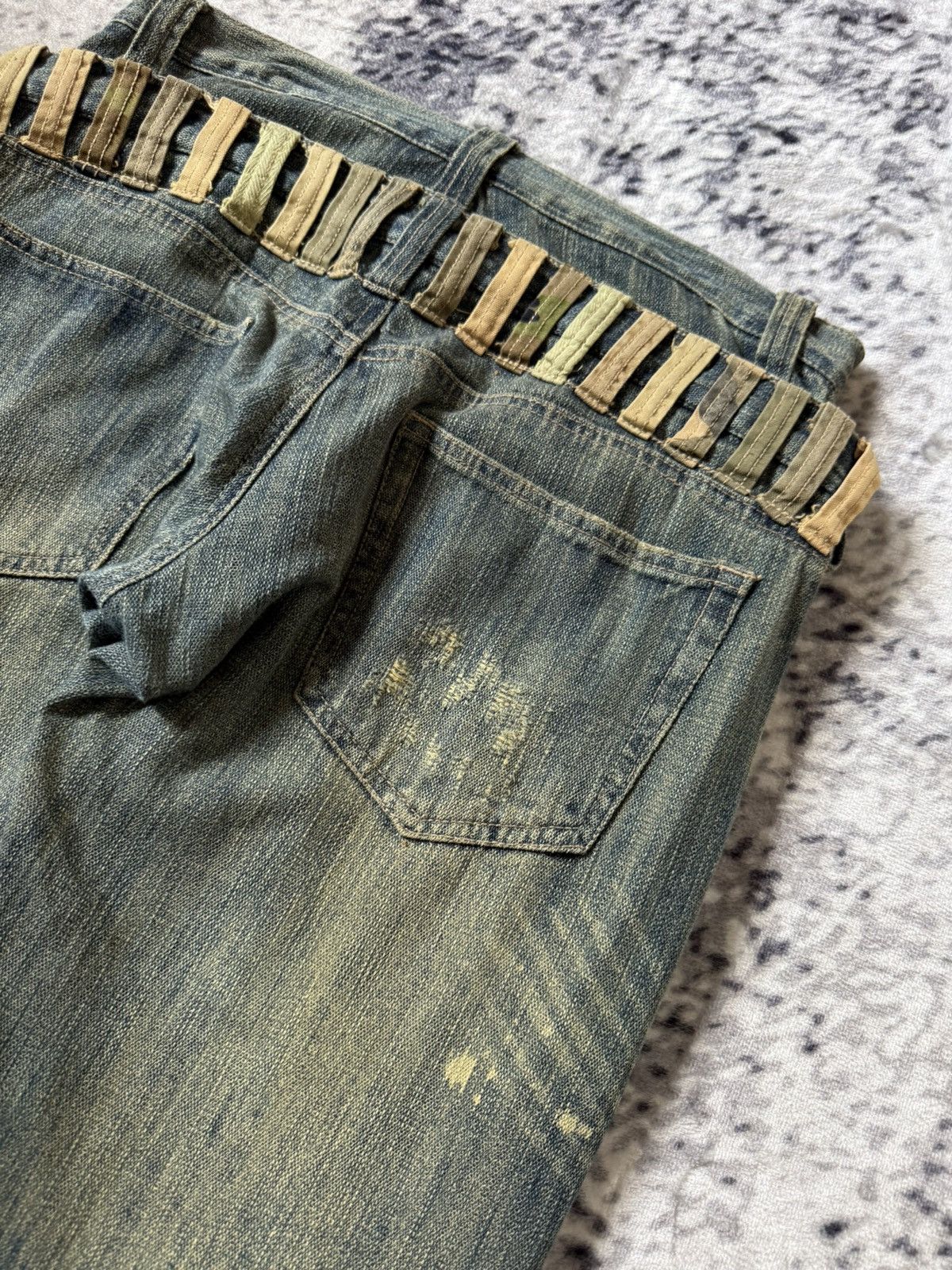 20471120 Gumu Japan Green Mud Wash Double Waist Double Studs Jeans Size US 32 / EU 48 - 14 Thumbnail