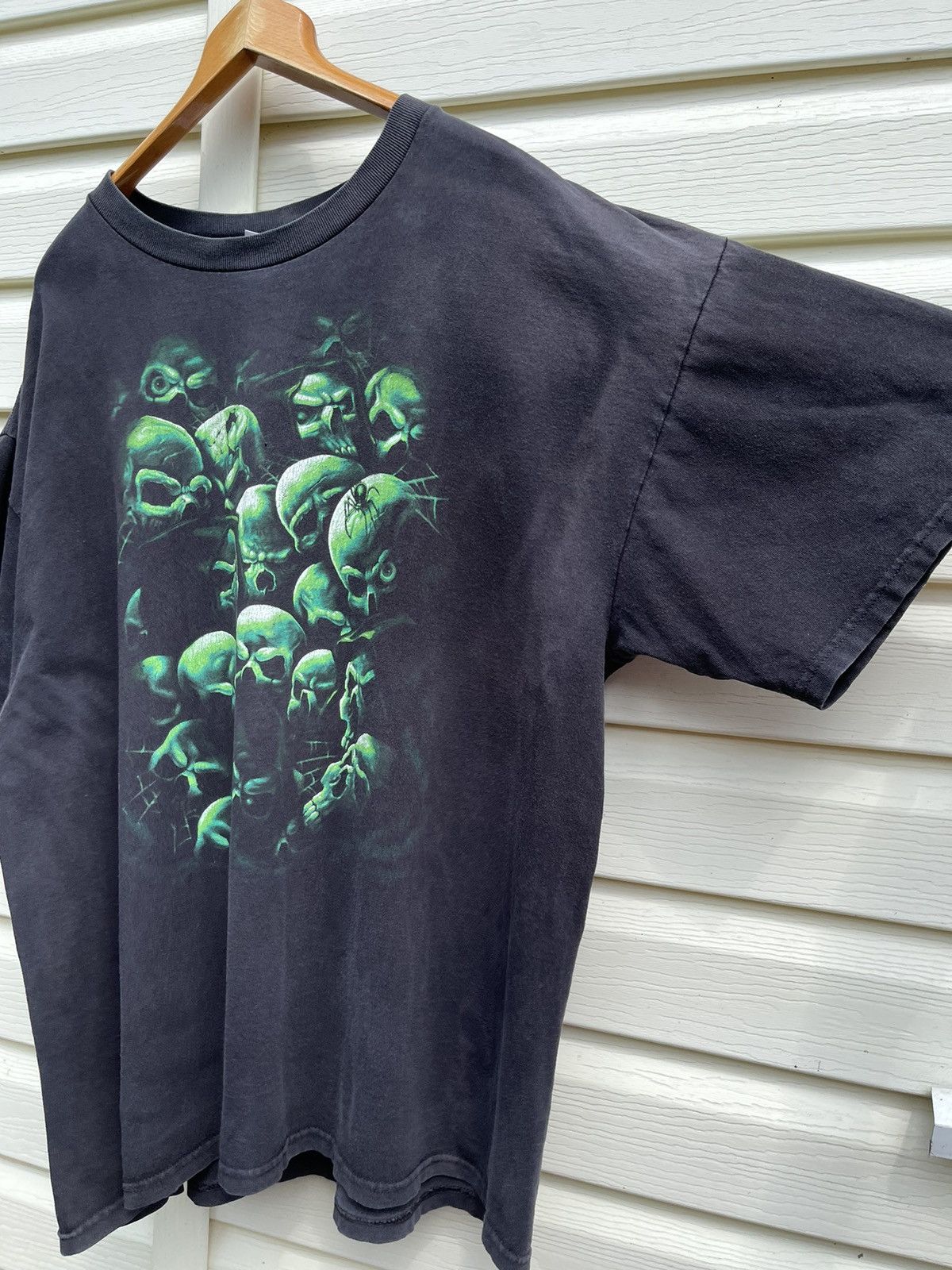 Affliction Vintage 90s SunFaded/Washed Green Skulls Oversized Baggy Tee Size US XXL / EU 58 / 5 - 7 Thumbnail