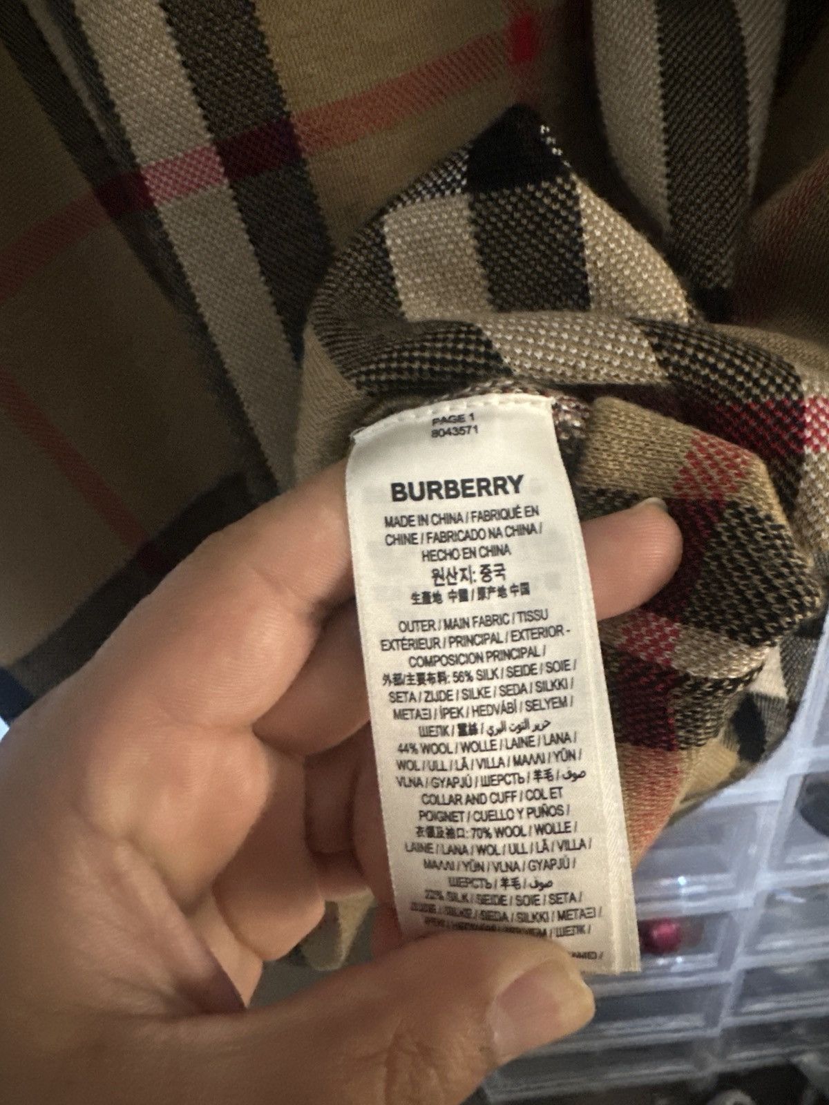 Burberry Burberry Check Silk Wool T-Shirt Size US XXL / EU 58 / 5 - 2 Thumbnail