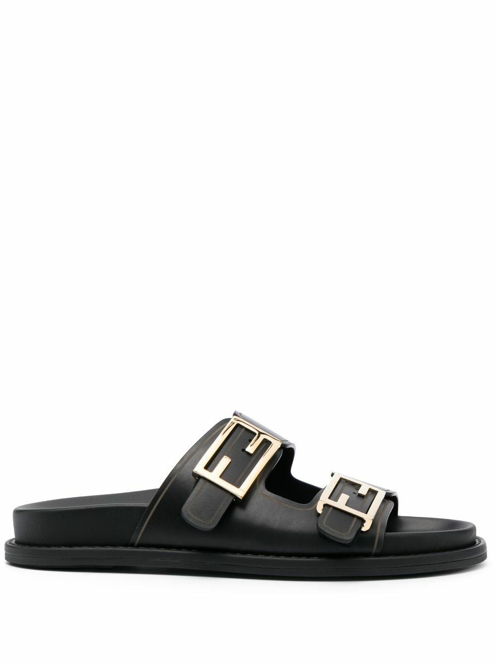 Fendi os11x0526 FF Leather Slides in Black Size US 6.5 / IT 36.5 - 1 Thumbnail