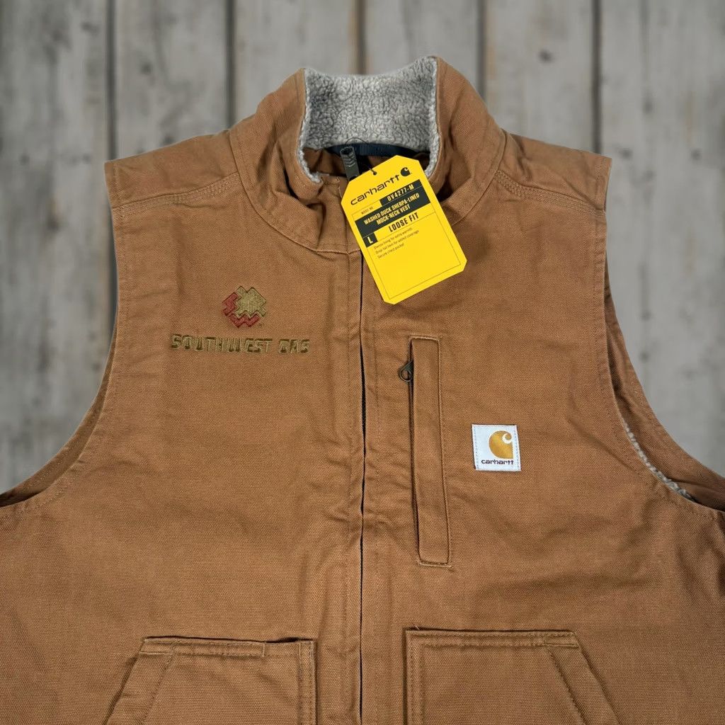 Carhartt Carhartt Vest Mens M Brown Duck Canvas Sherpa Lined Zip Up Work Vest Size US M / EU 48-50 / 2 - 1 Thumbnail