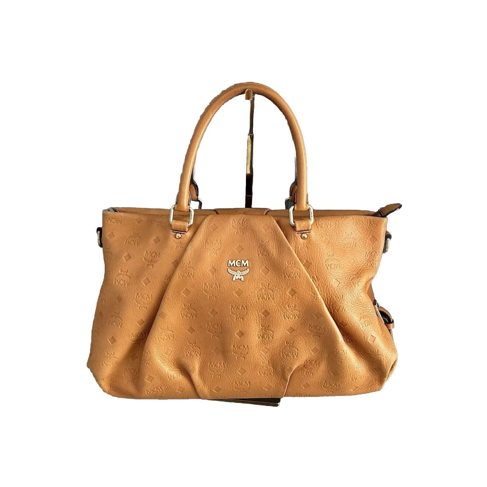 MCM MCM Visetos Leather Cross Shoulder Bag Camel Tan Handbag Size ONE SIZE - 1 Thumbnail