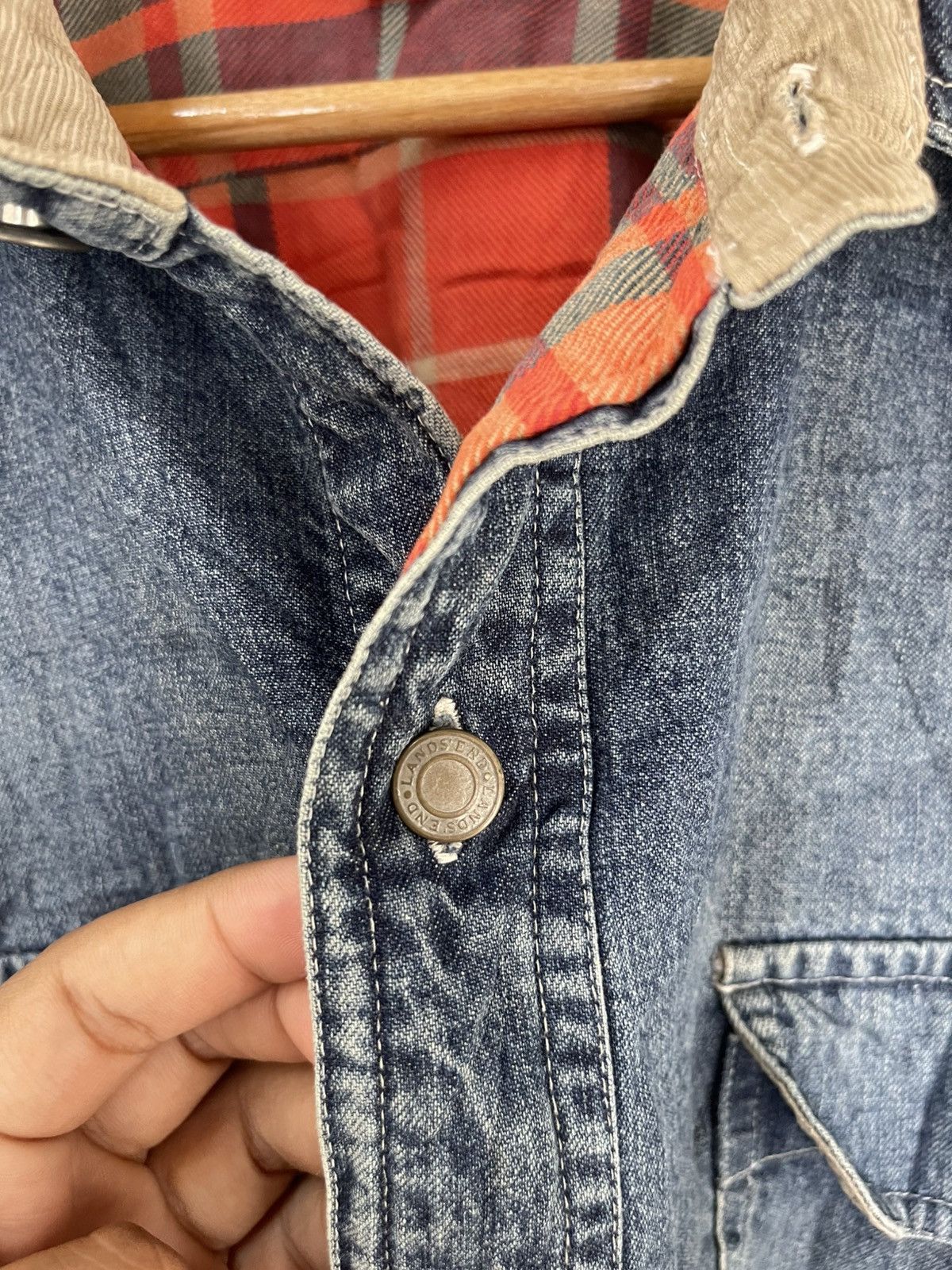 Japanese Brand × Lands' End × Vintage LAND’s END DENIM SHIRT BUTTON UP Size US L / EU 52-54 / 3 - 4 Thumbnail
