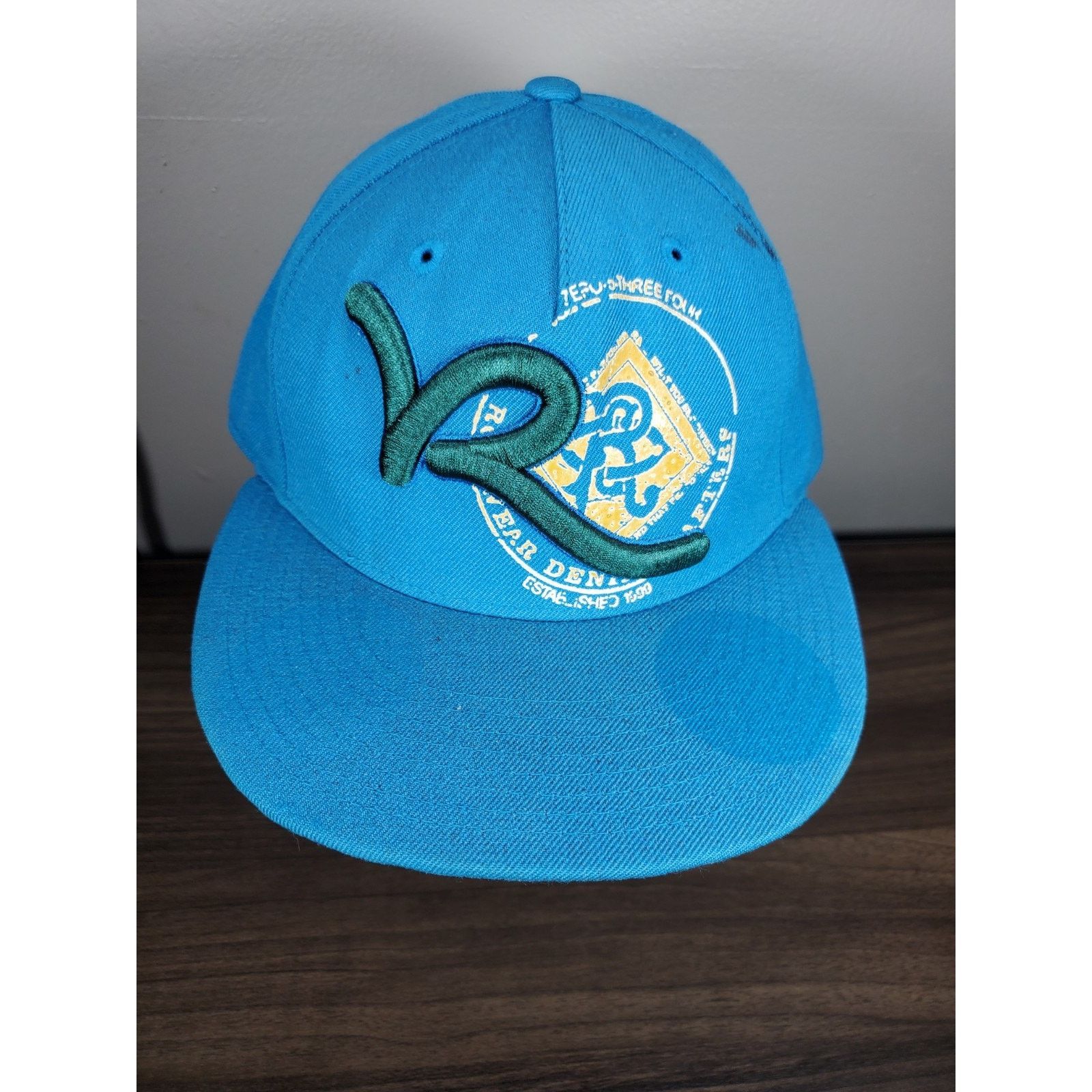 Rocawear Rocawear Teal Blue Cap Hat Sz 7 1/4 JAY Z Faded Logo *READ* Size ONE SIZE - 3 Thumbnail