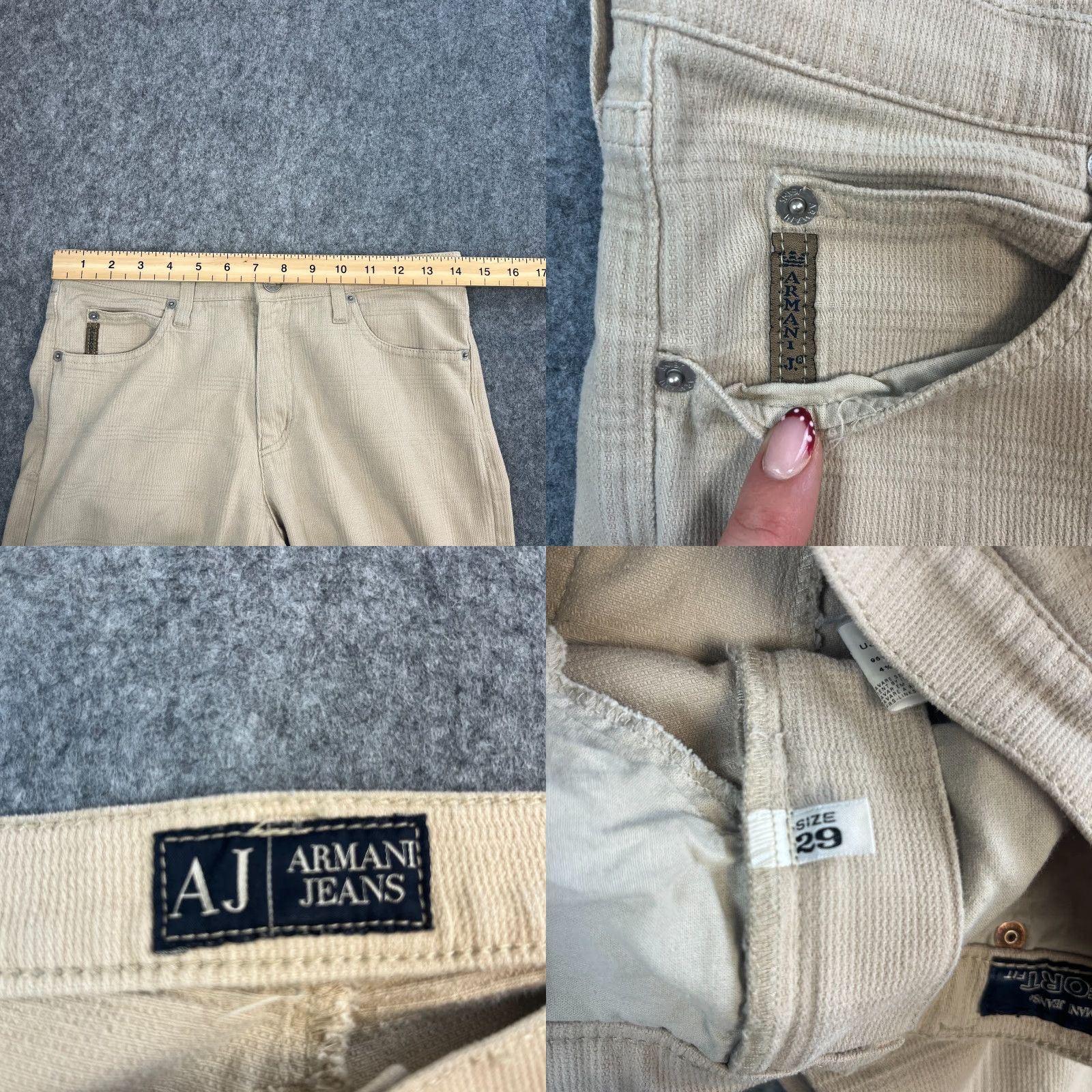 Vintage Armani Jeans Jeans Relaxed Straight 29 Beige 29 in Denim 5-Pocket Womens Regular XS? Size 29" - 8 Thumbnail