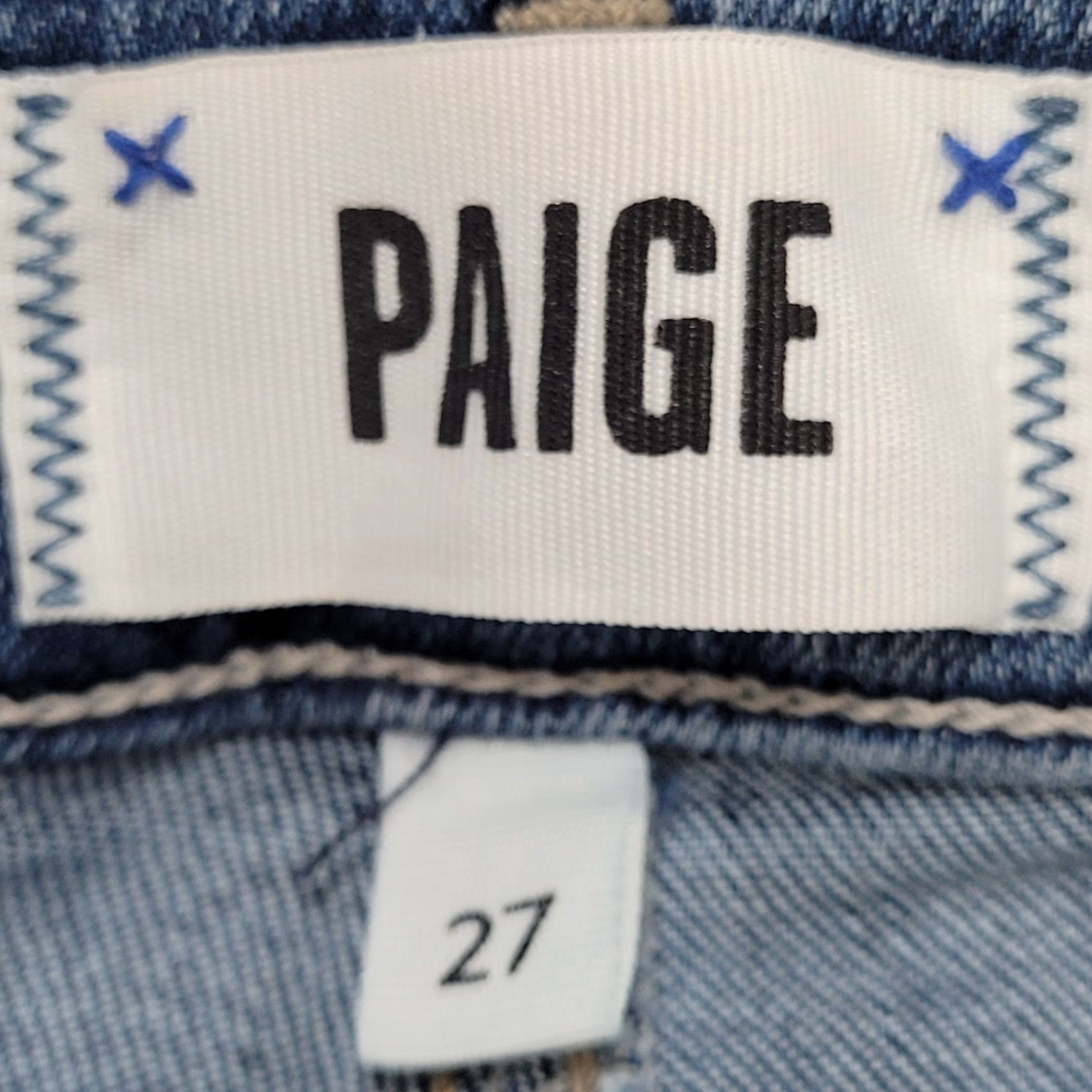 Paige Paige Brigitte Jeans Denim Blue Distressed Mid Rise Straight Ankle 27 (29x28) Size 27" / US 4 / IT 40 - 3 Thumbnail