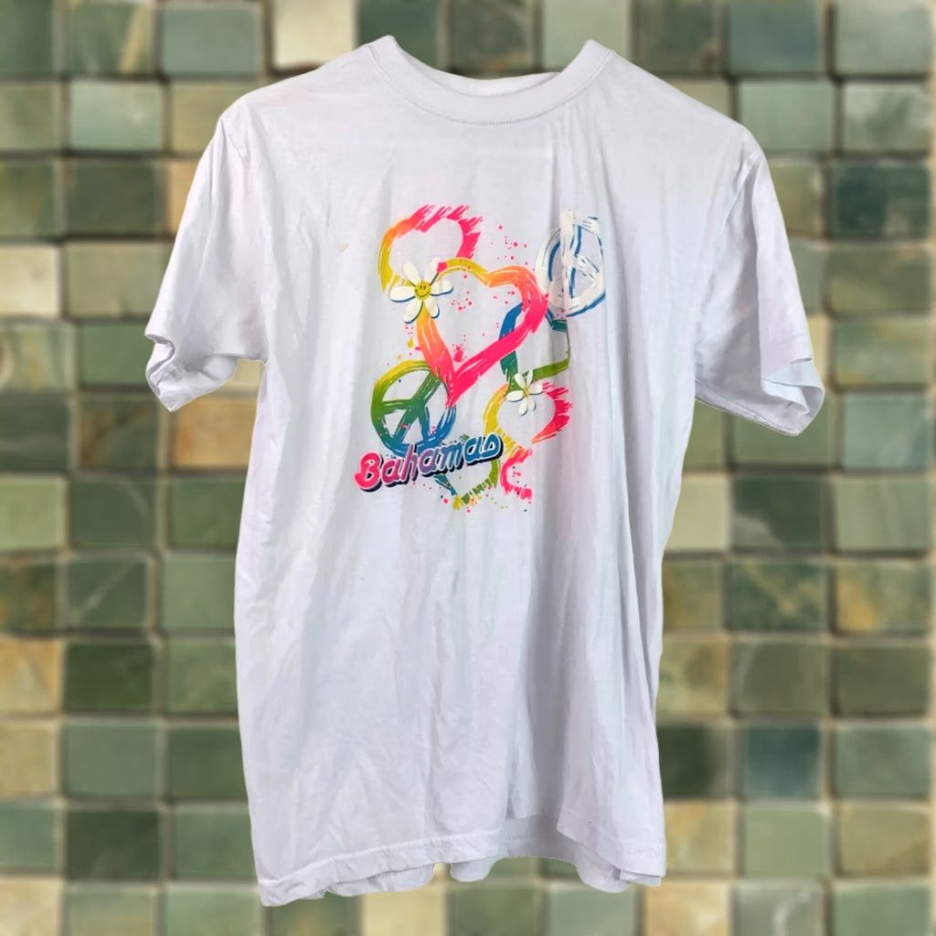Vintage VINTAGE Dorsett Bahamas White Peace Sign Tourist Vacation Tee T-Shirt Medium Size M / US 6-8 / IT 42-44 - 1 Thumbnail