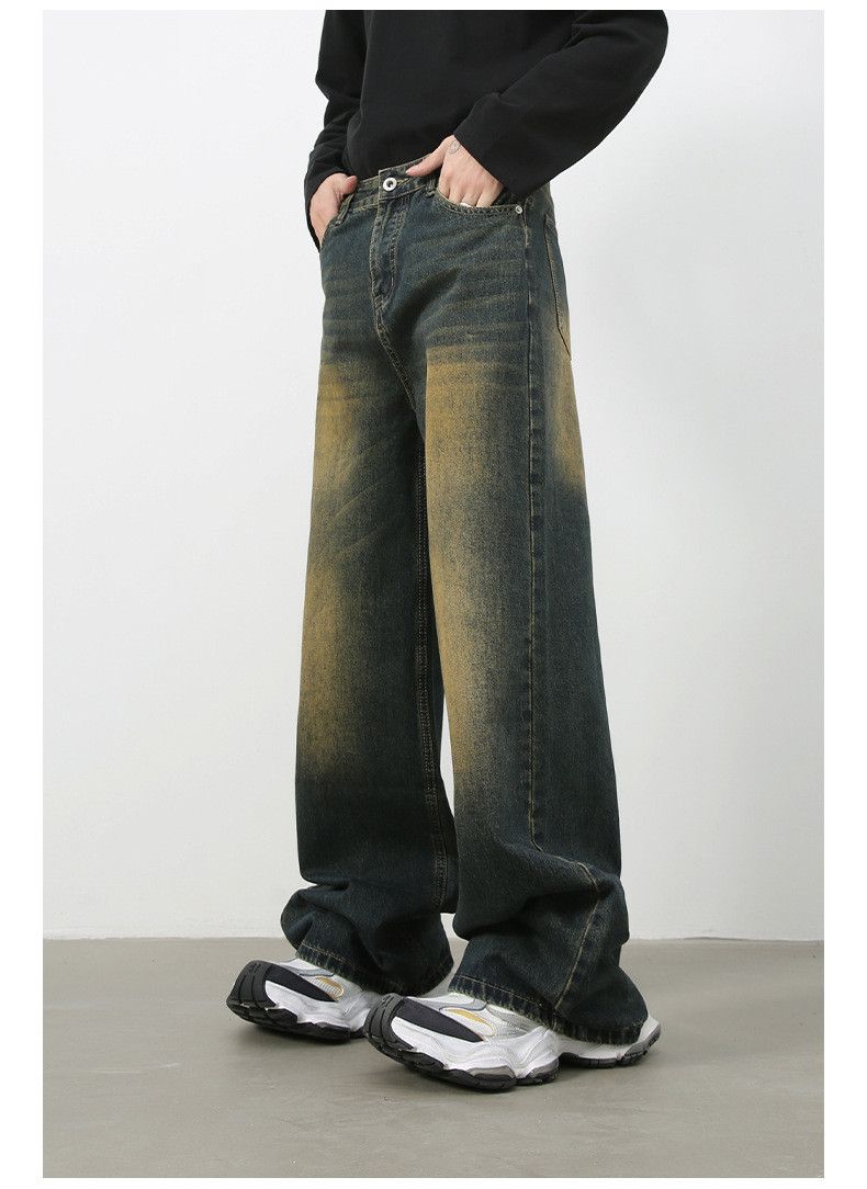 Japanese Brand × Jean Men's distressed washed all-match casual straight jeans Size US 32 / EU 48 - 4 Thumbnail