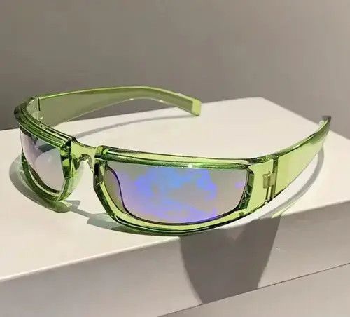 Jewelry Green Color Sunglasses Hip Hop Grunge Y2K Yellow Size ONE SIZE - 4 Thumbnail
