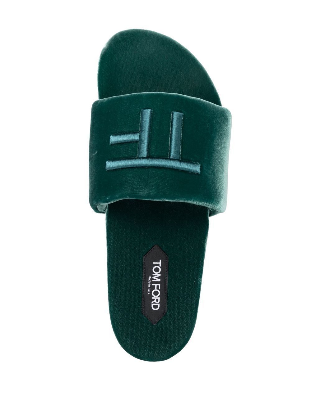 Tom Ford o1w1db11224 J1376T Velvet Slides in Green Size US 10 / EU 43 - 4 Thumbnail
