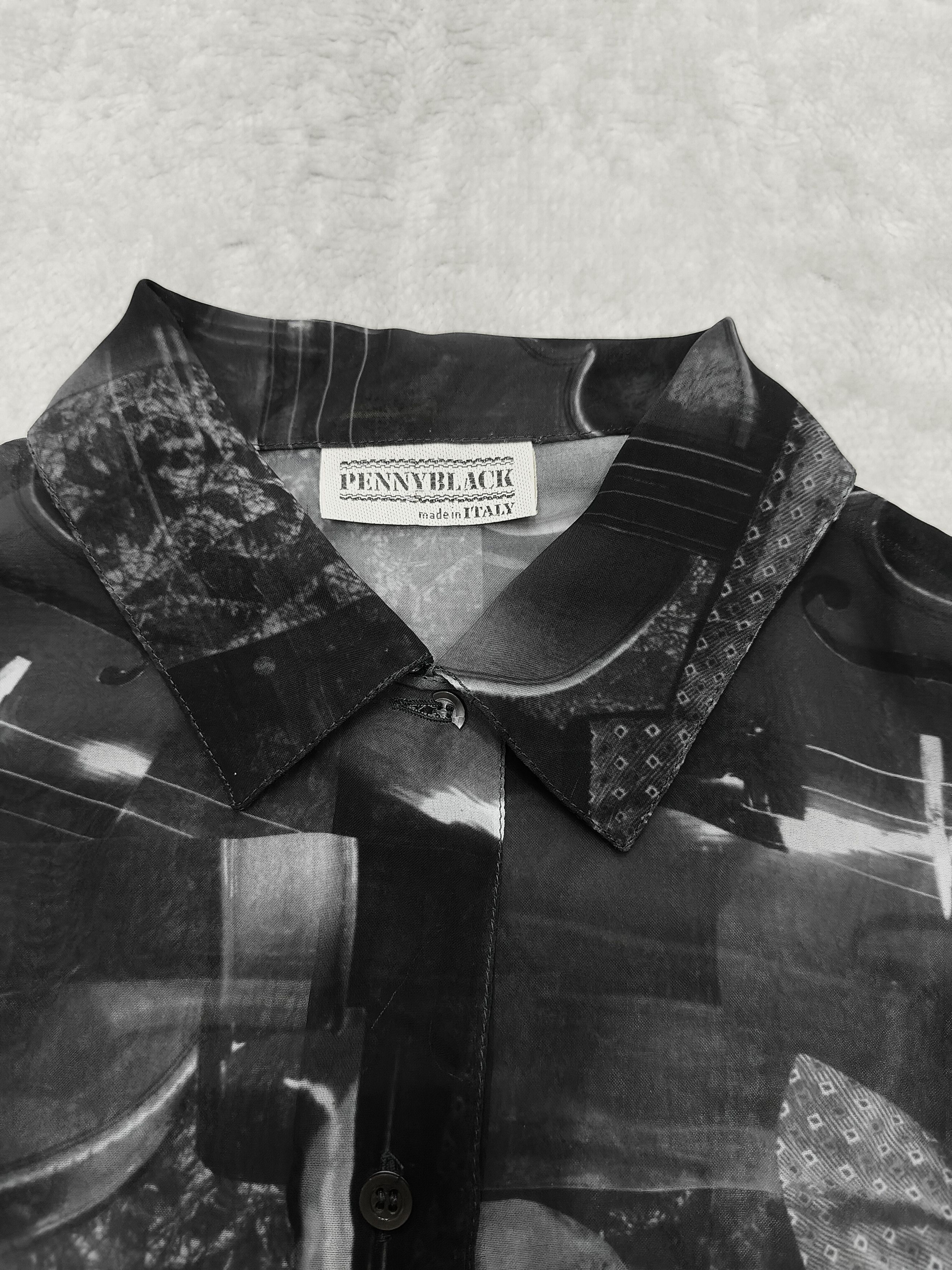 Max Mara DOPE 🇮🇹 Penny Black Roses Musical Art Sheer Blouses Size L / US 10 / IT 46 - 9 Thumbnail