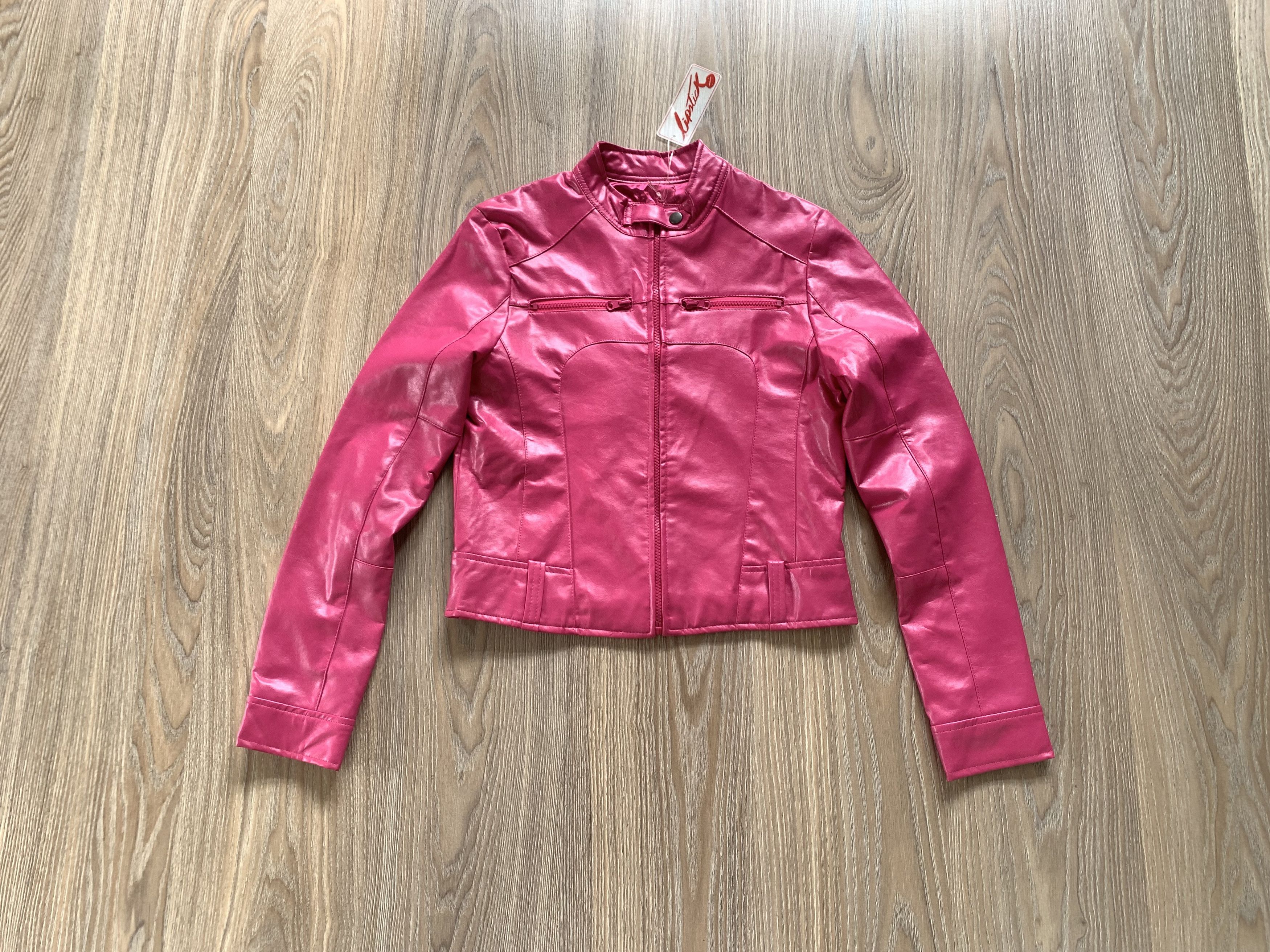 Other Lipstick Womens Pink Vegan Pleather Biker Jacket Size S / US 4 / IT 40 - 1 Thumbnail
