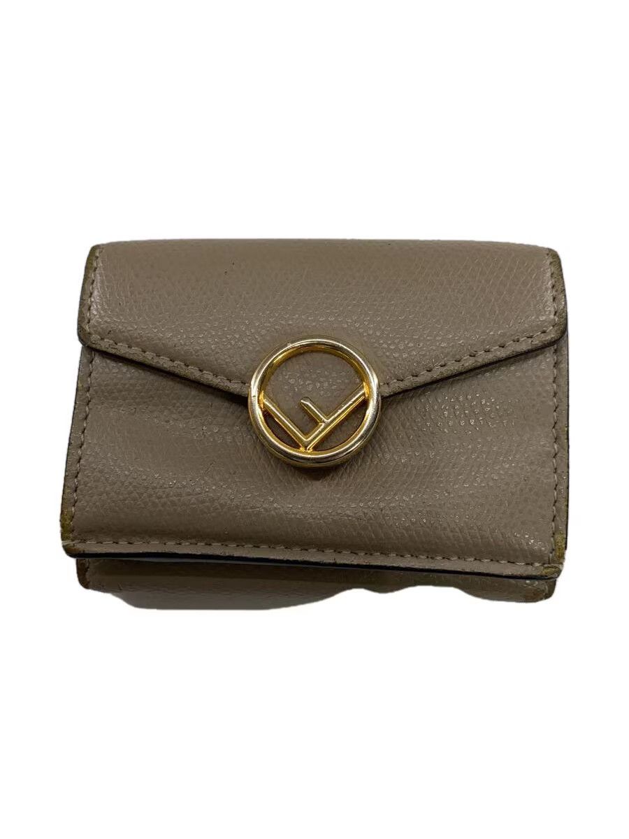 Fendi Fendi Leather Tri-Fold Wallet Beige Size ONE SIZE - 1 Thumbnail