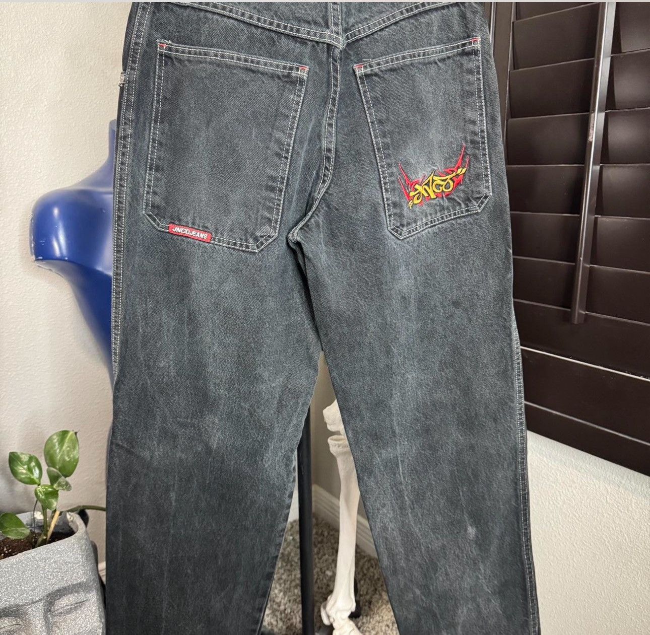 JNCO Vintage JNCO faded Jeans Tribals Red youth Black Denim Size 40" / US 18 - 2 Thumbnail