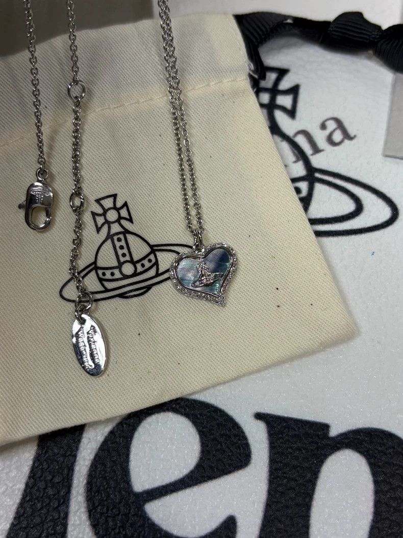 Vivienne Westwood Vivienne Westwood Blue and purple fritillary heart necklac Size ONE SIZE - 7 Thumbnail