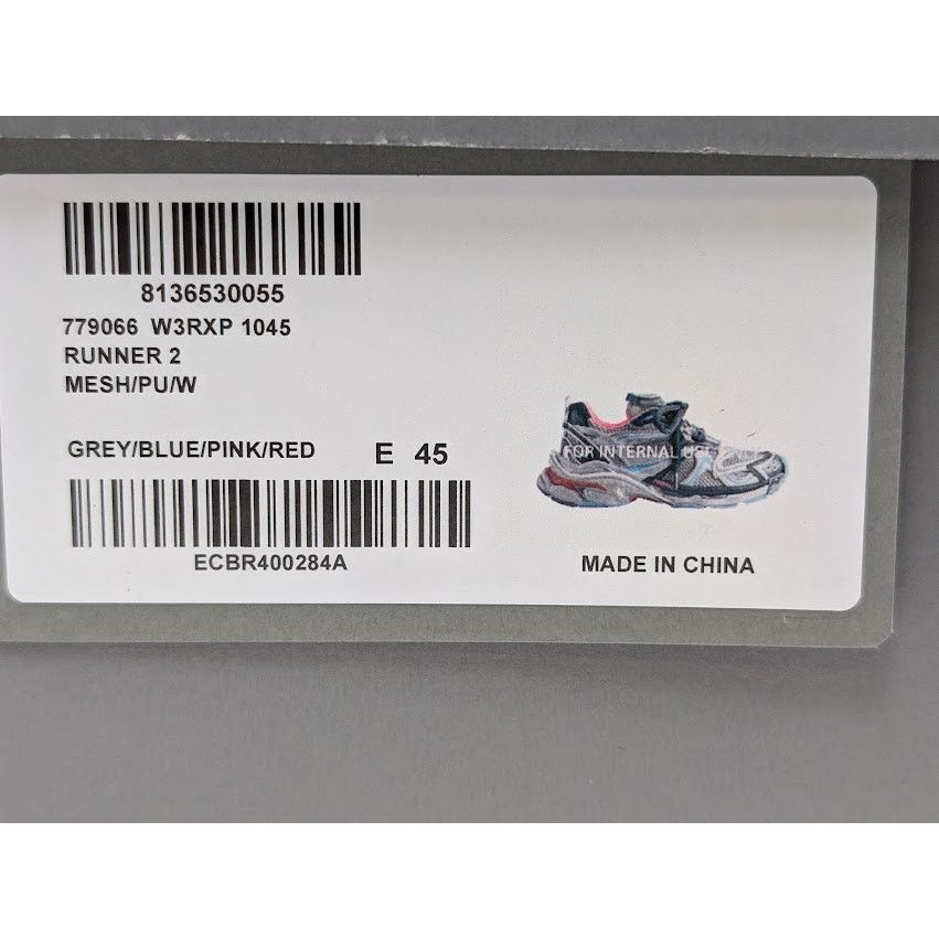 Balenciaga o1rshd1 Runner 2 Mesh/Pu/W Sneakers in Grey/Blue/Pink/Red Size US 12 / EU 45 - 9 Thumbnail