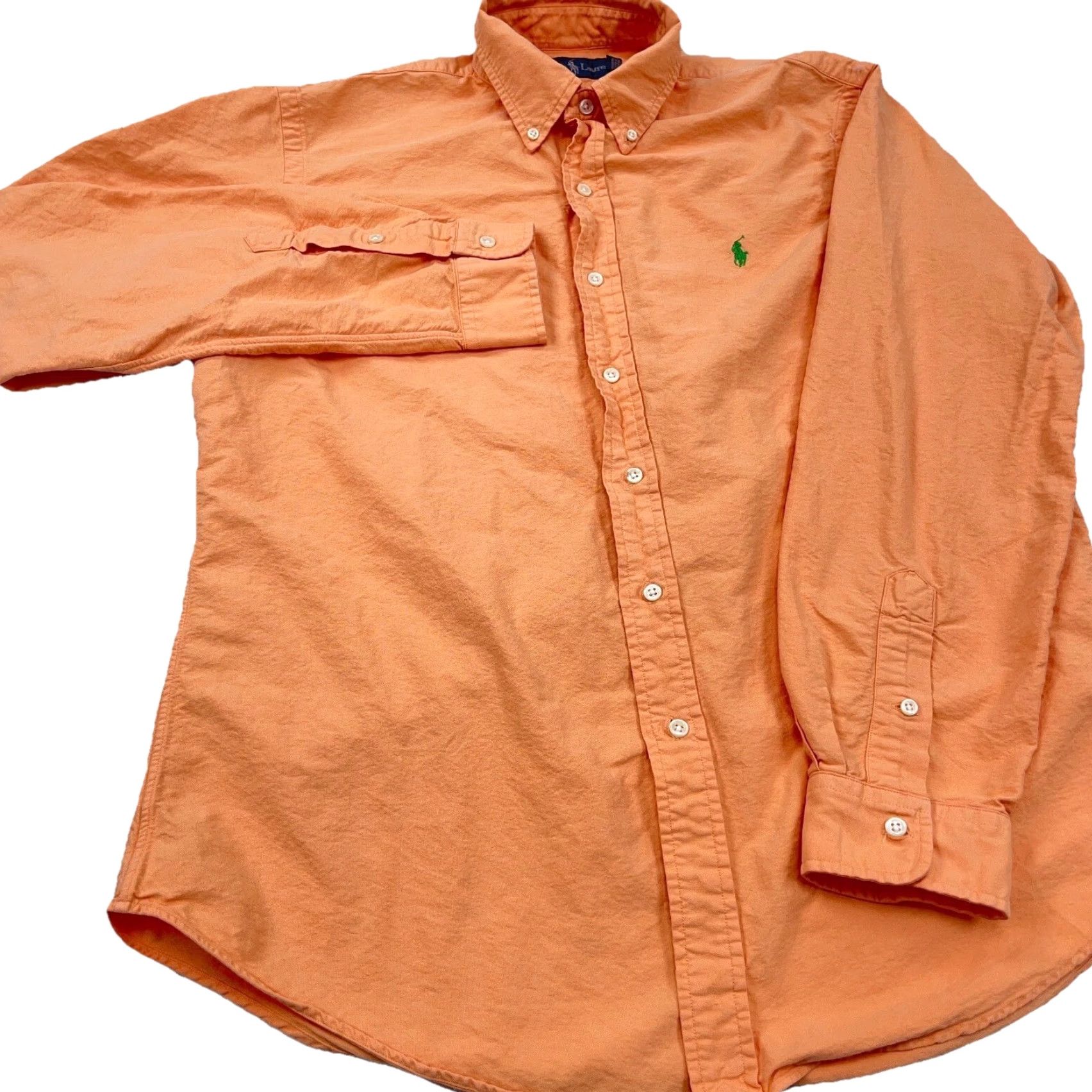 Polo Ralph Lauren VINTAGE Ralph Lauren Men’s Button-Up Shirt Large Orange Solid Casual Dress Preppy Size US L / EU 52-54 / 3 - 5 Thumbnail