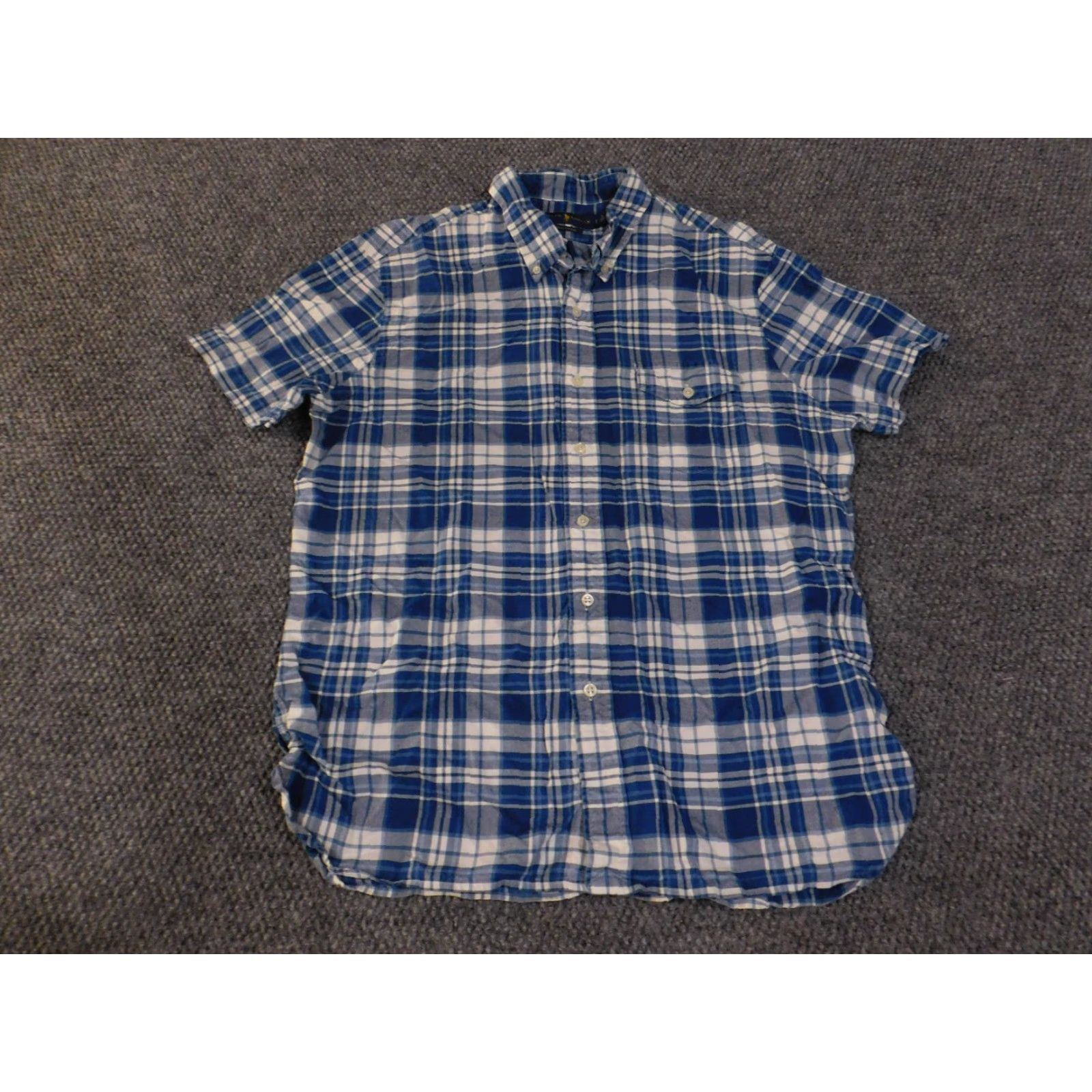 Ralph Lauren Ralph Lauren Shirt Mens Large Blue Plaid Short Sleeve Button-Up Pocket Casual Stretched Regular Collar Down Vintage No Size US L / EU 52-54 / 3 - 2 Thumbnail
