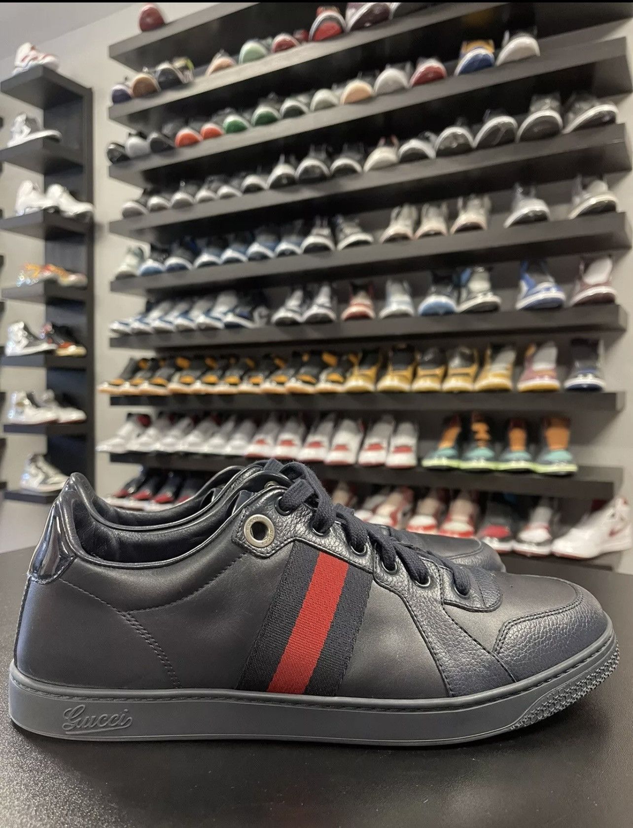 Gucci Size 9.5US/9G - Gucci Coda Leather Web Stripe Navy Blue Low Size US 9.5 / EU 42-43 - 3 Thumbnail