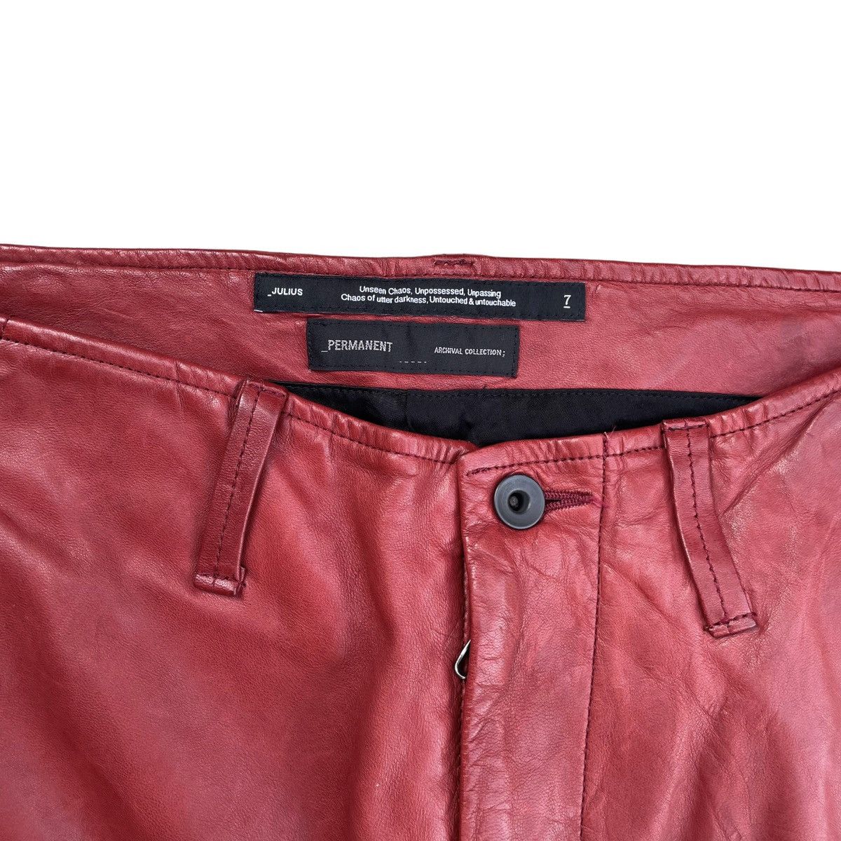 Julius Julius FW21 Red Leather Gas Mask Cargo Pants Size US 34 / EU 50 - 3 Thumbnail