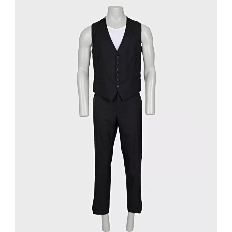 Tom Ford Tom Ford Men’s Black Three-Piece Wool Suit IT58 4XL Size 54L - 6 Thumbnail