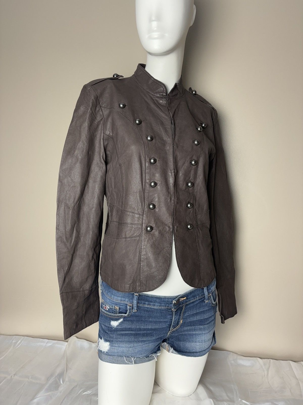 Genuine Leather Vintage Gussar Victorian Style Military Cropped Javjey Size XL / US 12-14 / IT 48-50 - 3 Thumbnail
