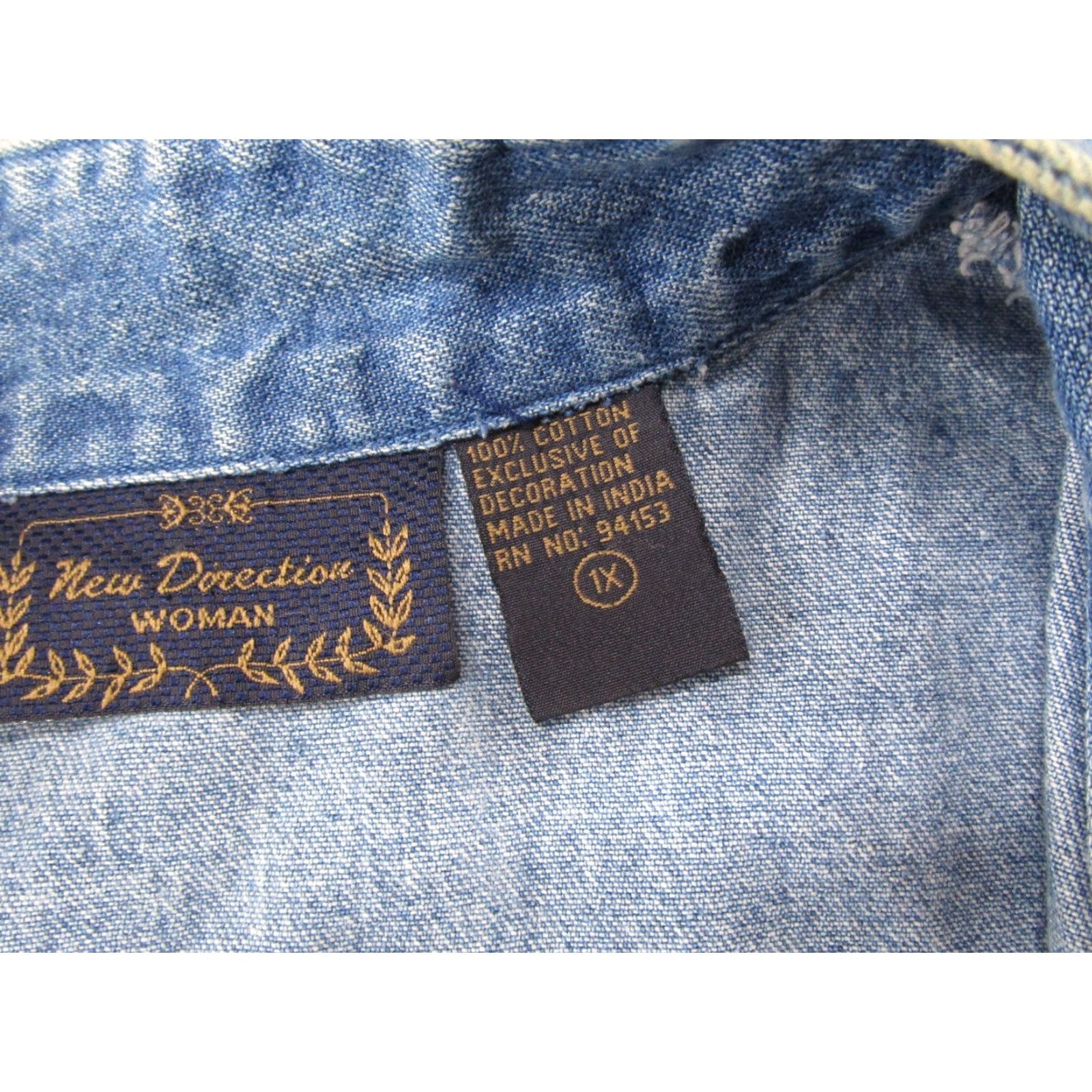 Denime VTG New Directions Denim Vest Open Front Embroidered Floral 1X Garden 90s Womens Size XL / US 12-14 / IT 48-50 - 2 Thumbnail