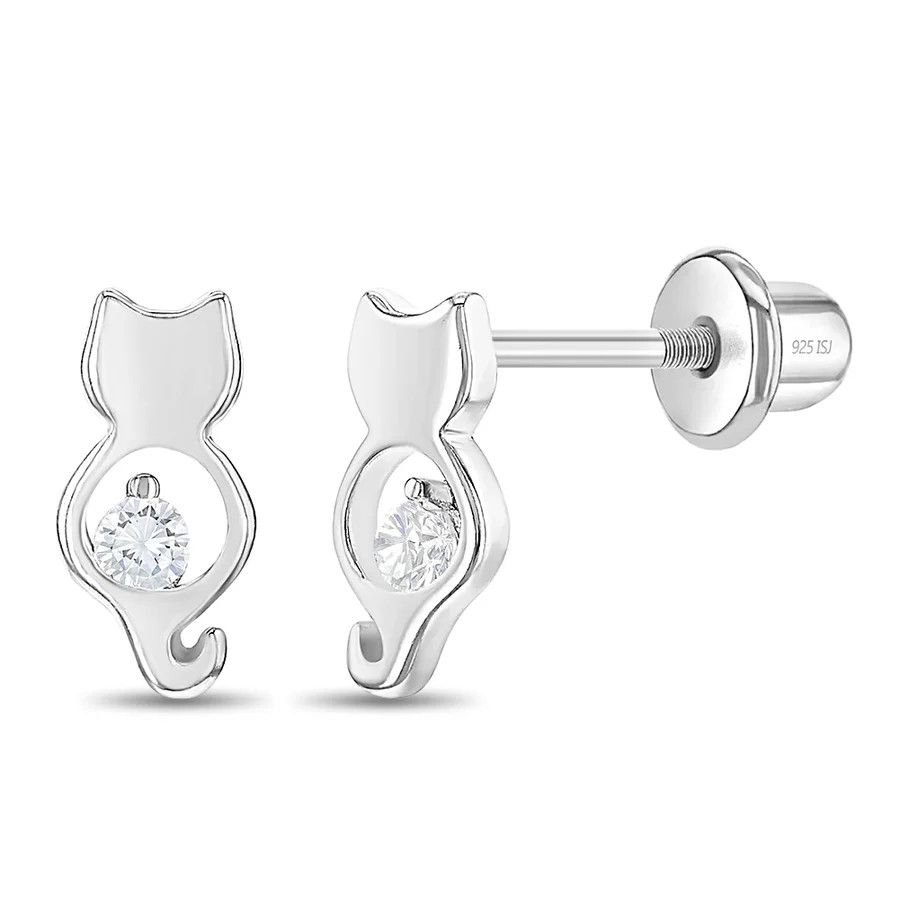 Other CZ Kitty Friend Earrings Screw Back - Sterling Silver Size ONE SIZE - 1 Thumbnail